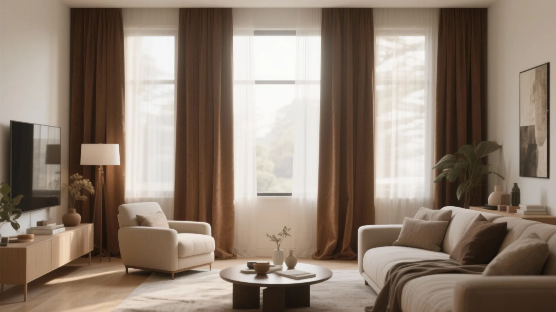 10. Brown Linen Curtains