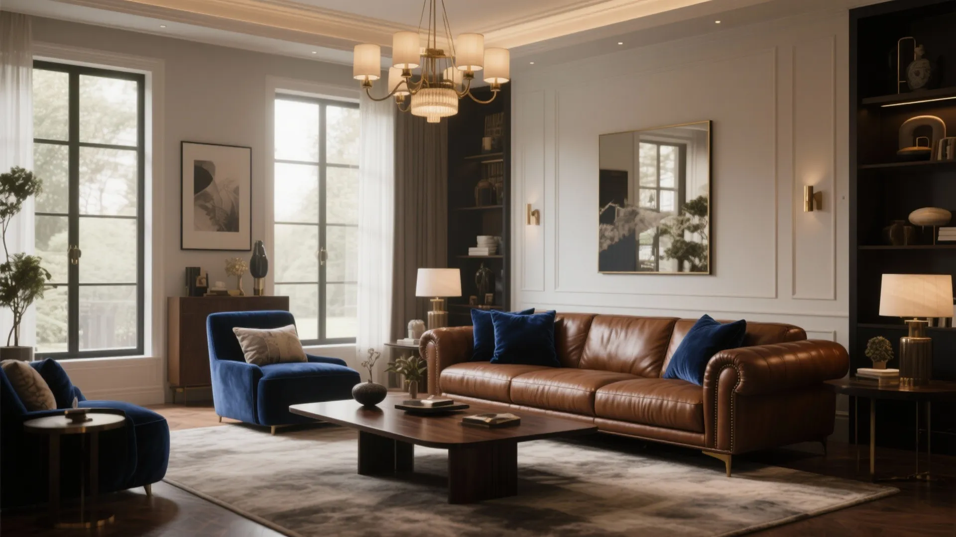 7. Brown with Navy Blue Sophistication