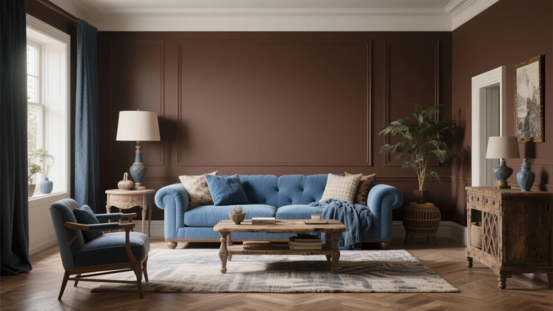 Chocolate Brown and Sky Blue