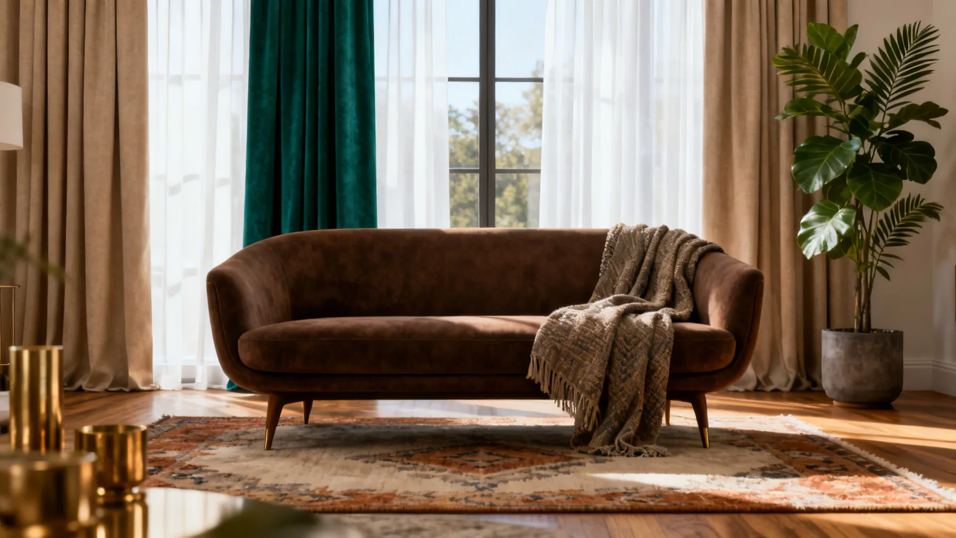 5 Curtain Ideas to Match a Brown Sofa