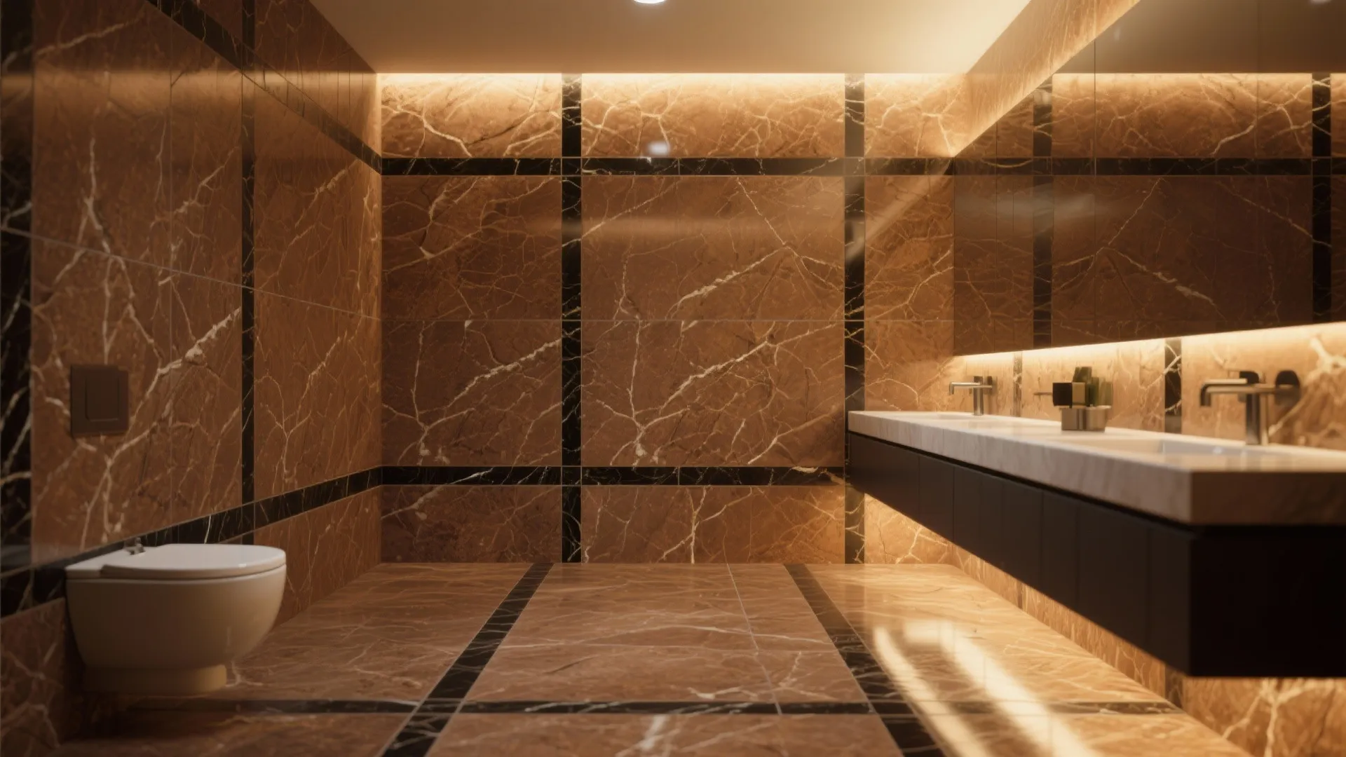 2. Brown Stone Tiles with Black Grout Lines