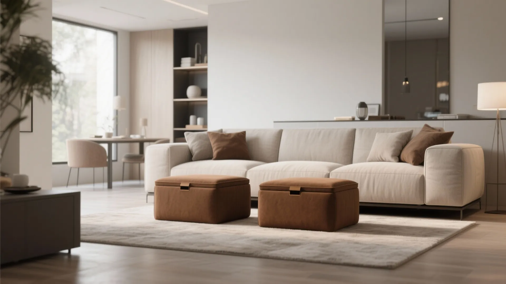 6. Modern Brown Storage Ottomans