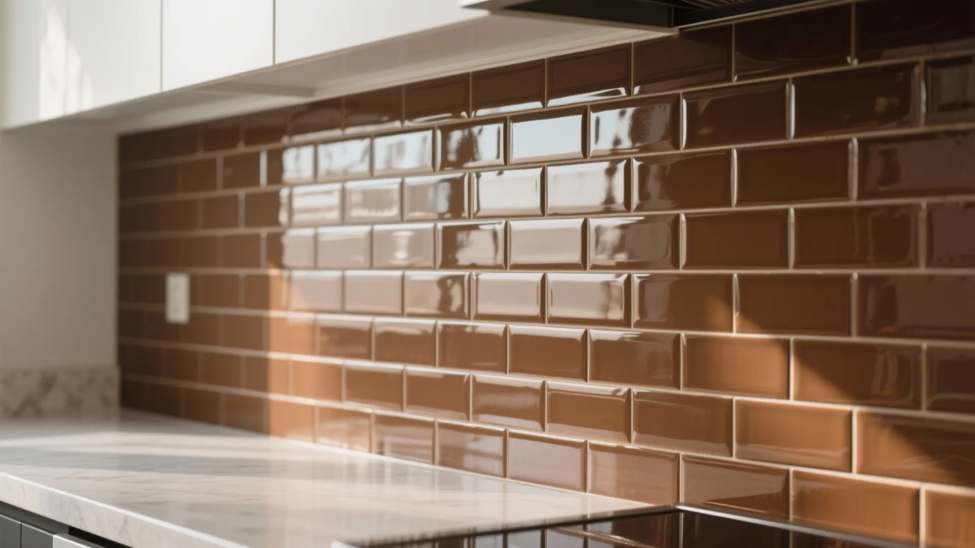 4. Brown Subway Tile Backsplash