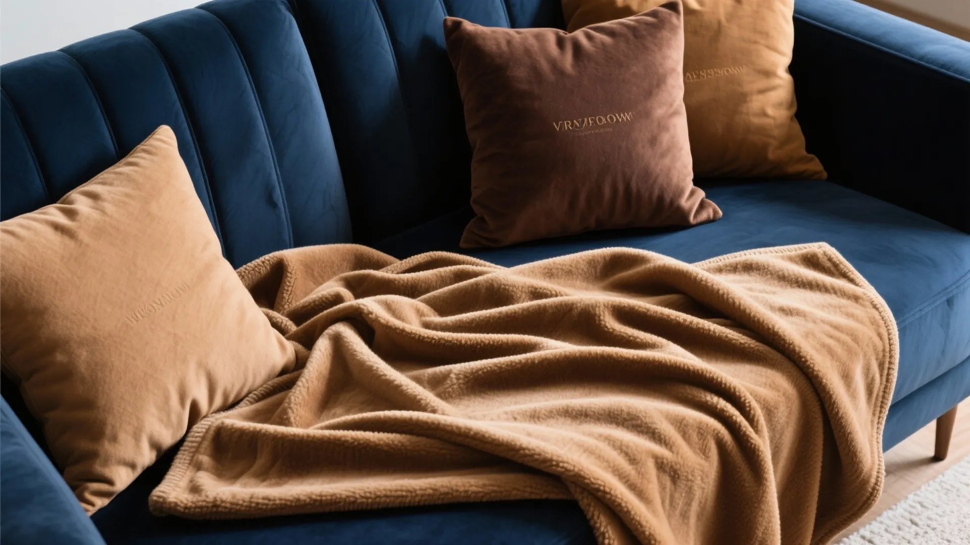 5. Warm Throw Blankets and Cushions in Mixed Browns