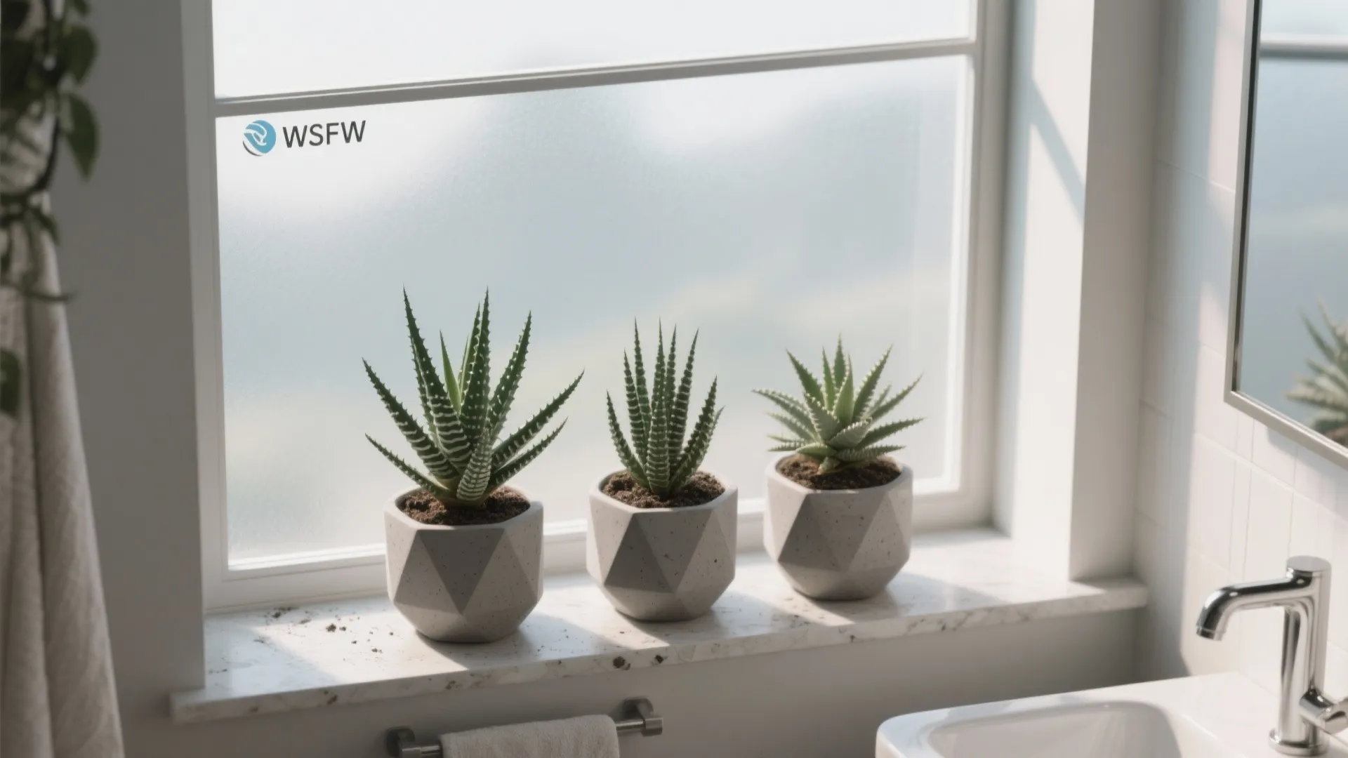 Compact Succulents by a Bright Sill