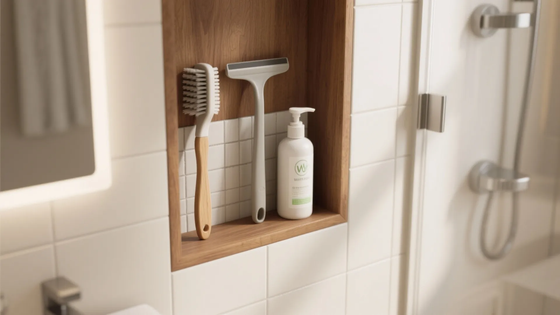 Built-in brush niche and eco-friendly cleaning routine