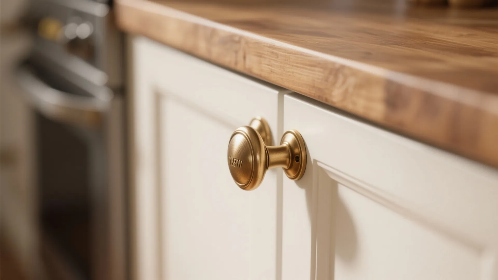 2. Brushed Brass Knobs for Warmth
