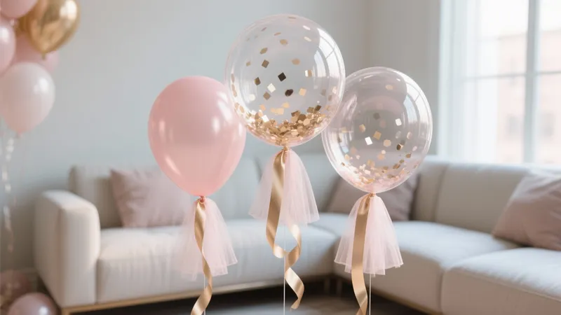 Soft Pink & Gold Balloon Decor for Living Room Celebrations