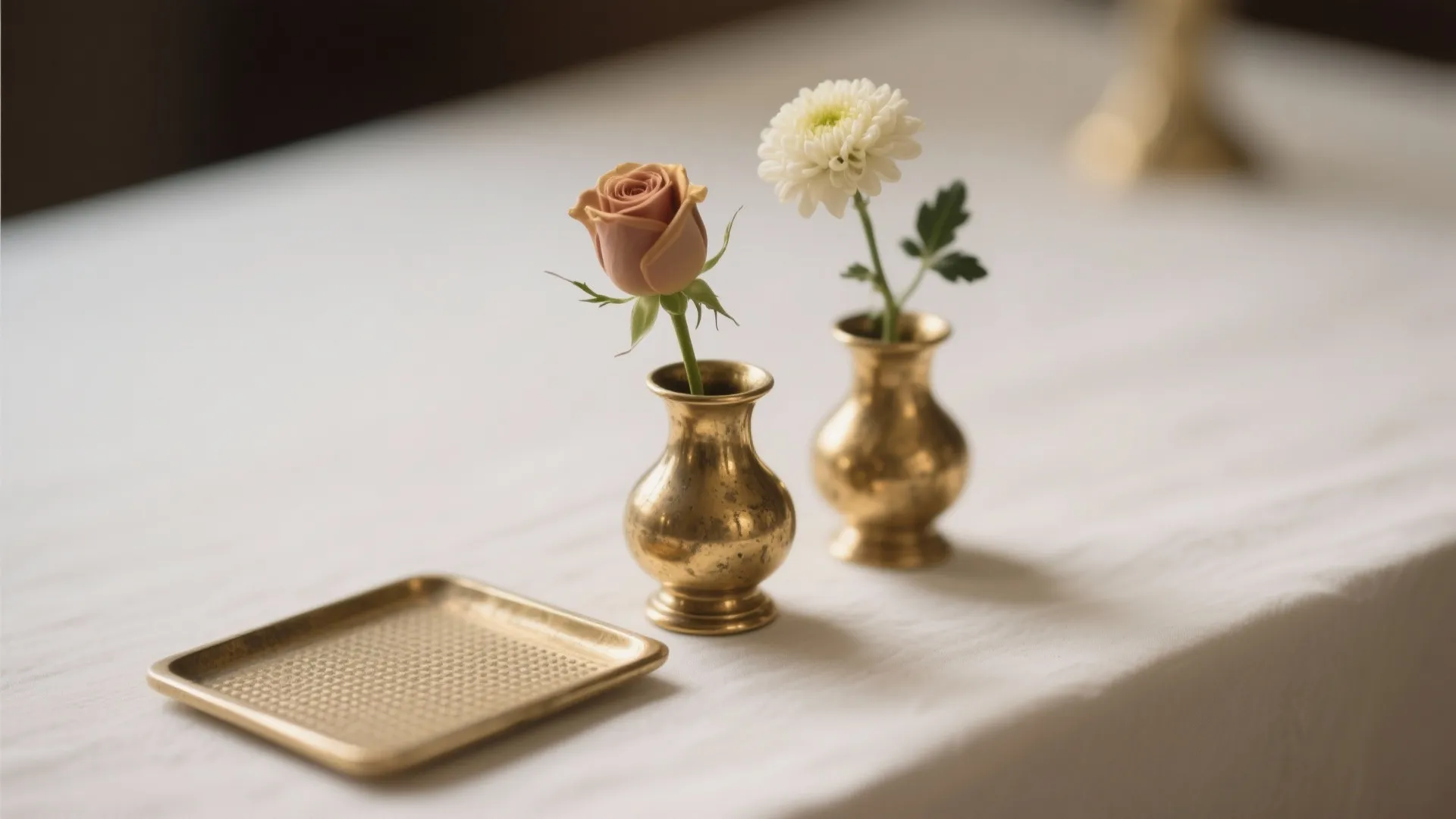 Bonus: Brass bud vases in a tight grid
