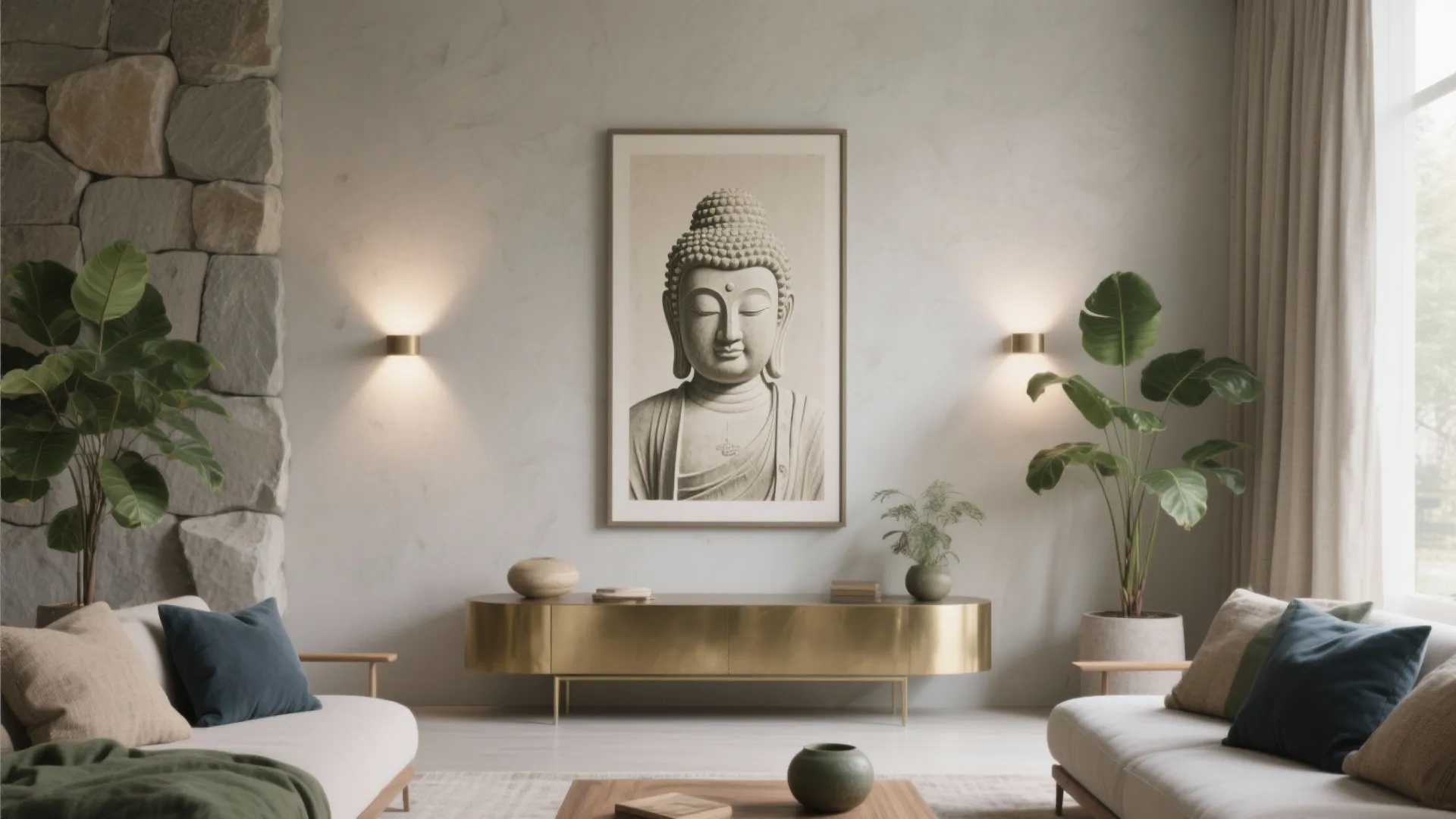 Living Room Buddha Wall Painting Ideas: Create a Serene Space: 1 Minute to Tranquility: Fast-Track Guide to Living Room Buddha Wall Art