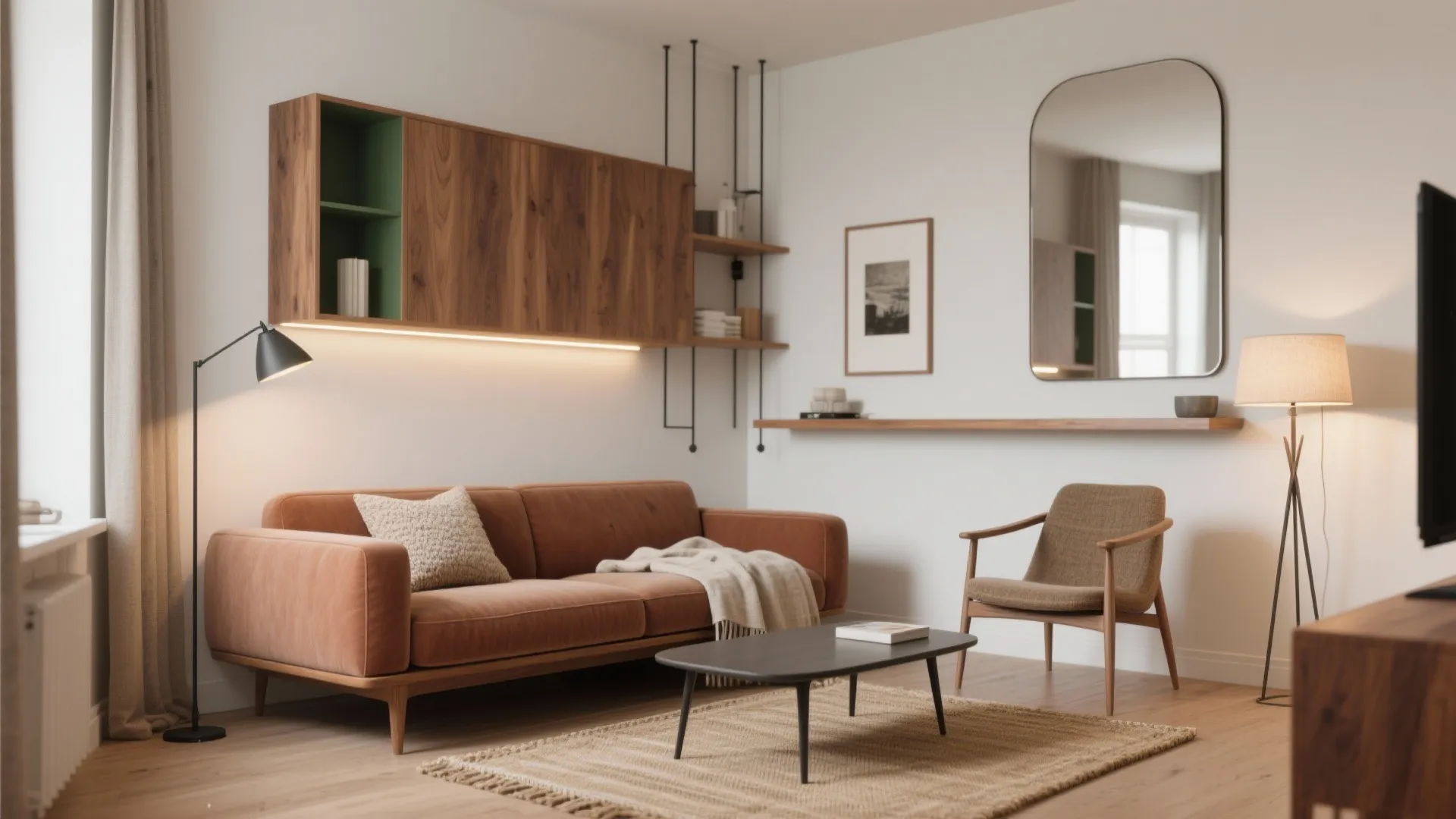 5 Simple Budget Apartment Living Room Ideas: Real designer tips to refresh your apartment living room on a budget—smart layout, thrifted styling, layered light, and storage that actually works.