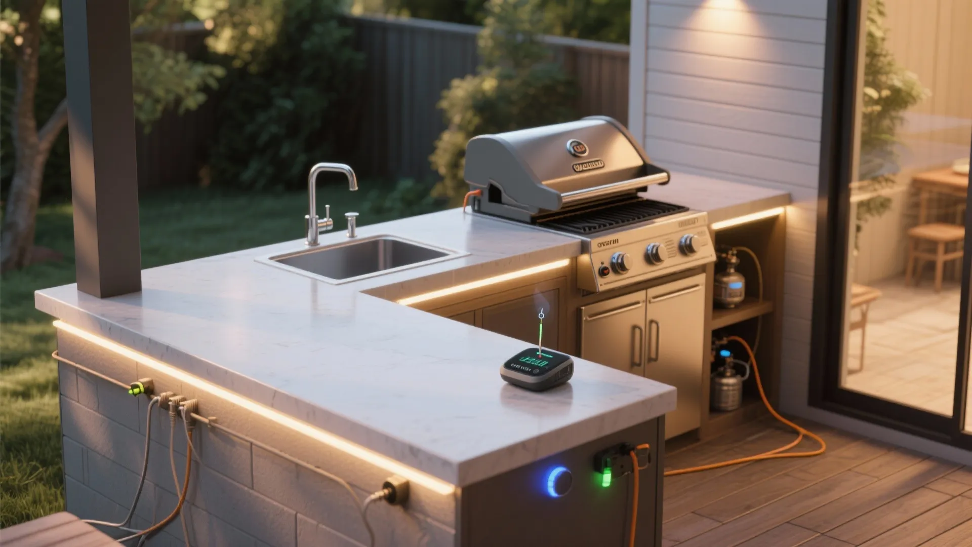 5. Low-Budget Outdoor Kitchen with Smart Tech