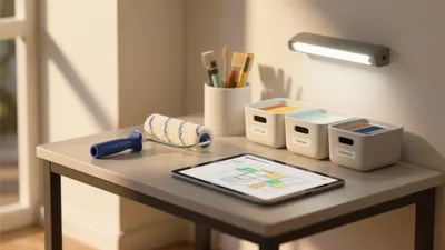 Organized Home Office Desk with Smart Storage Solutions