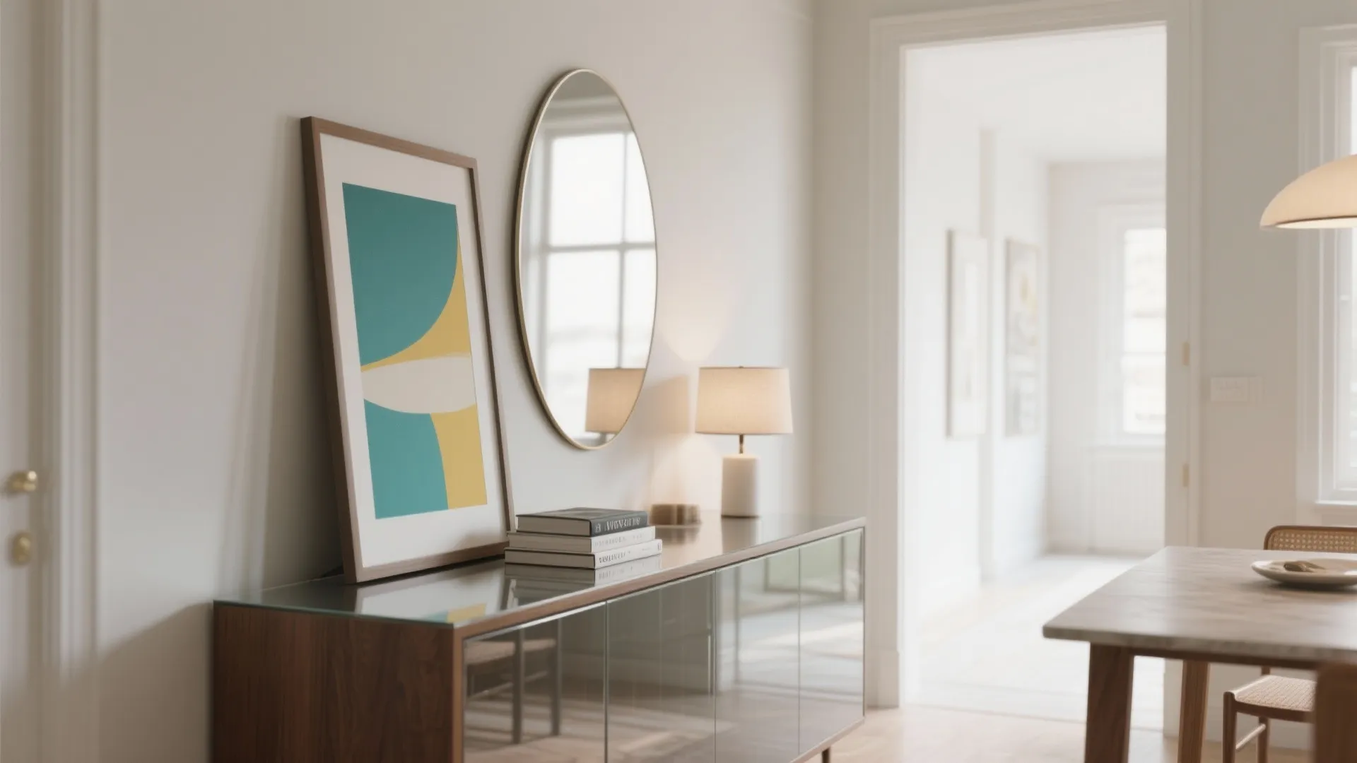 Mirrors and artwork to add depth