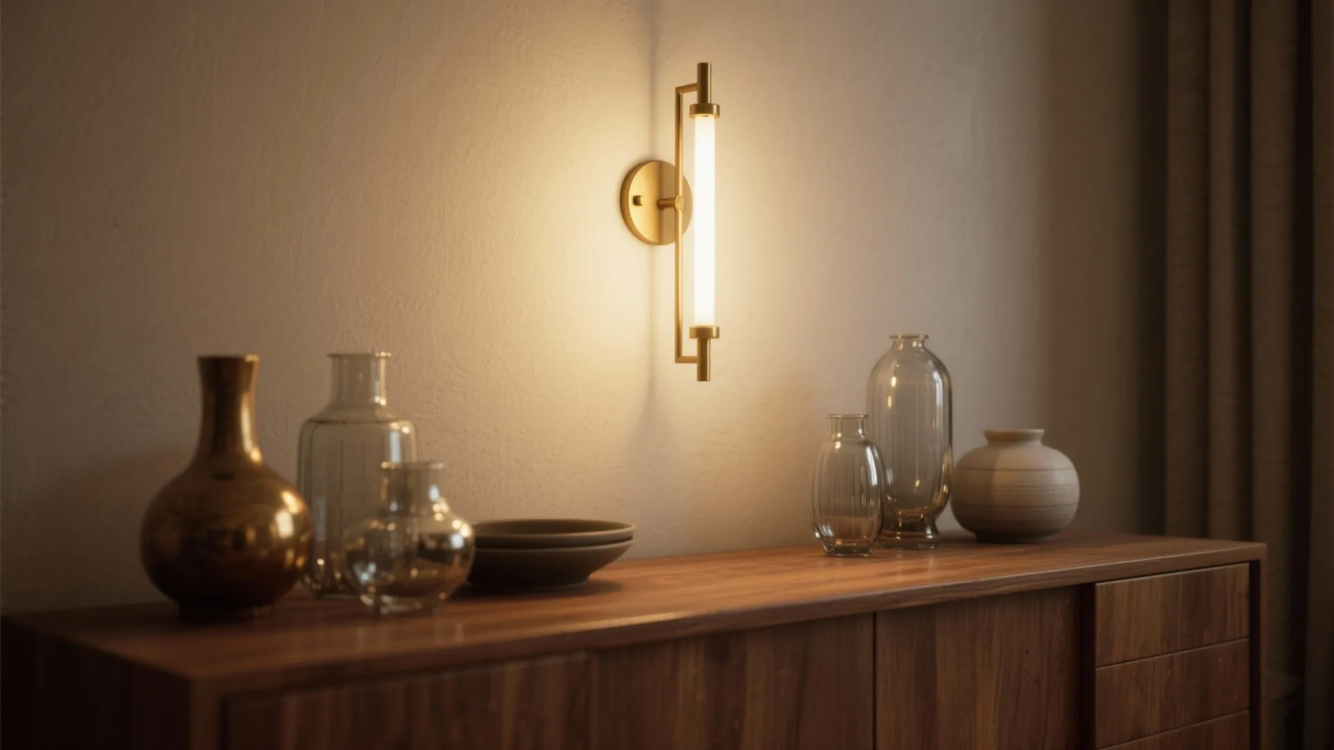 Statement lighting above the buffet