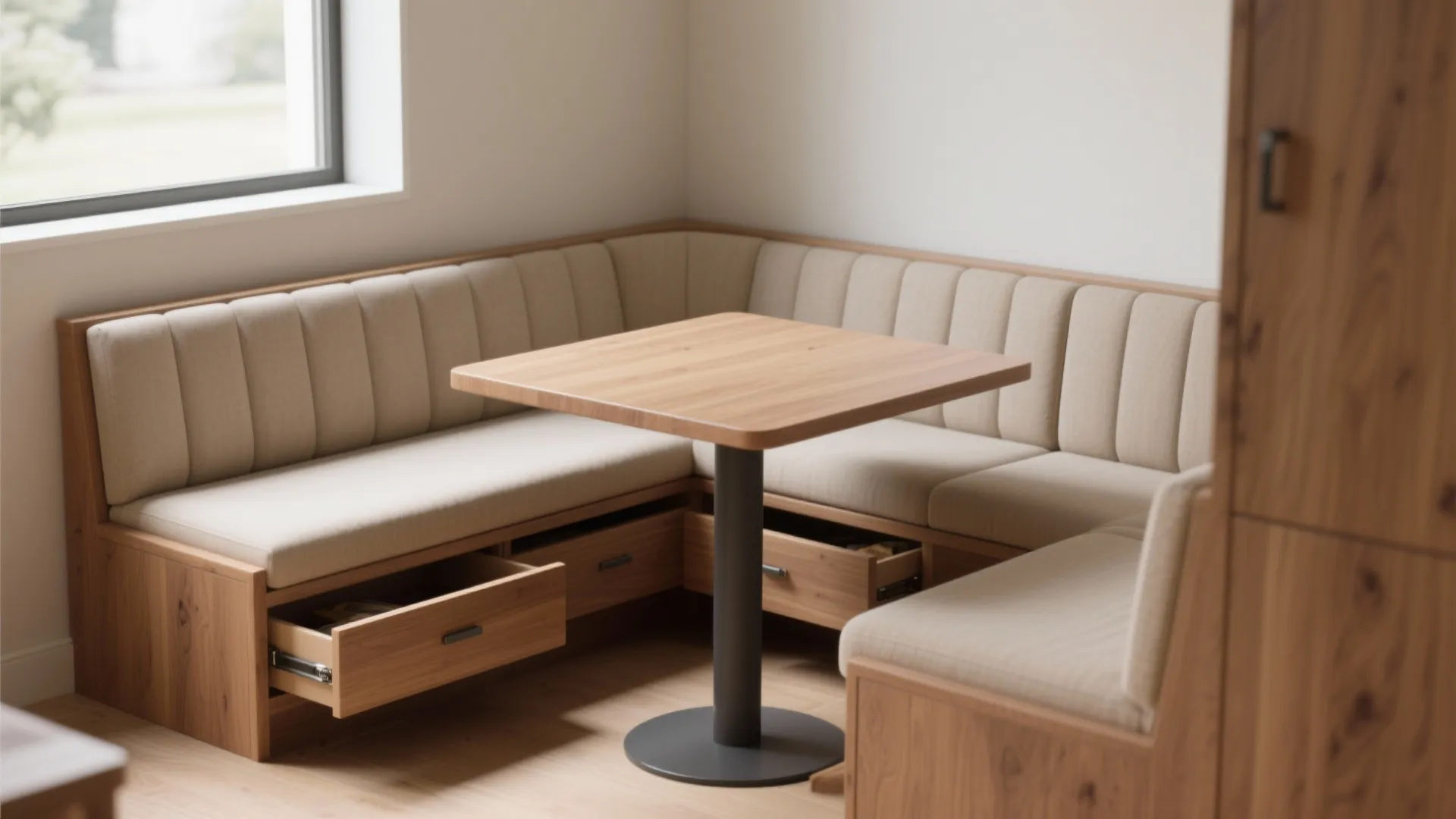 2. Built-in banquette with hidden storage