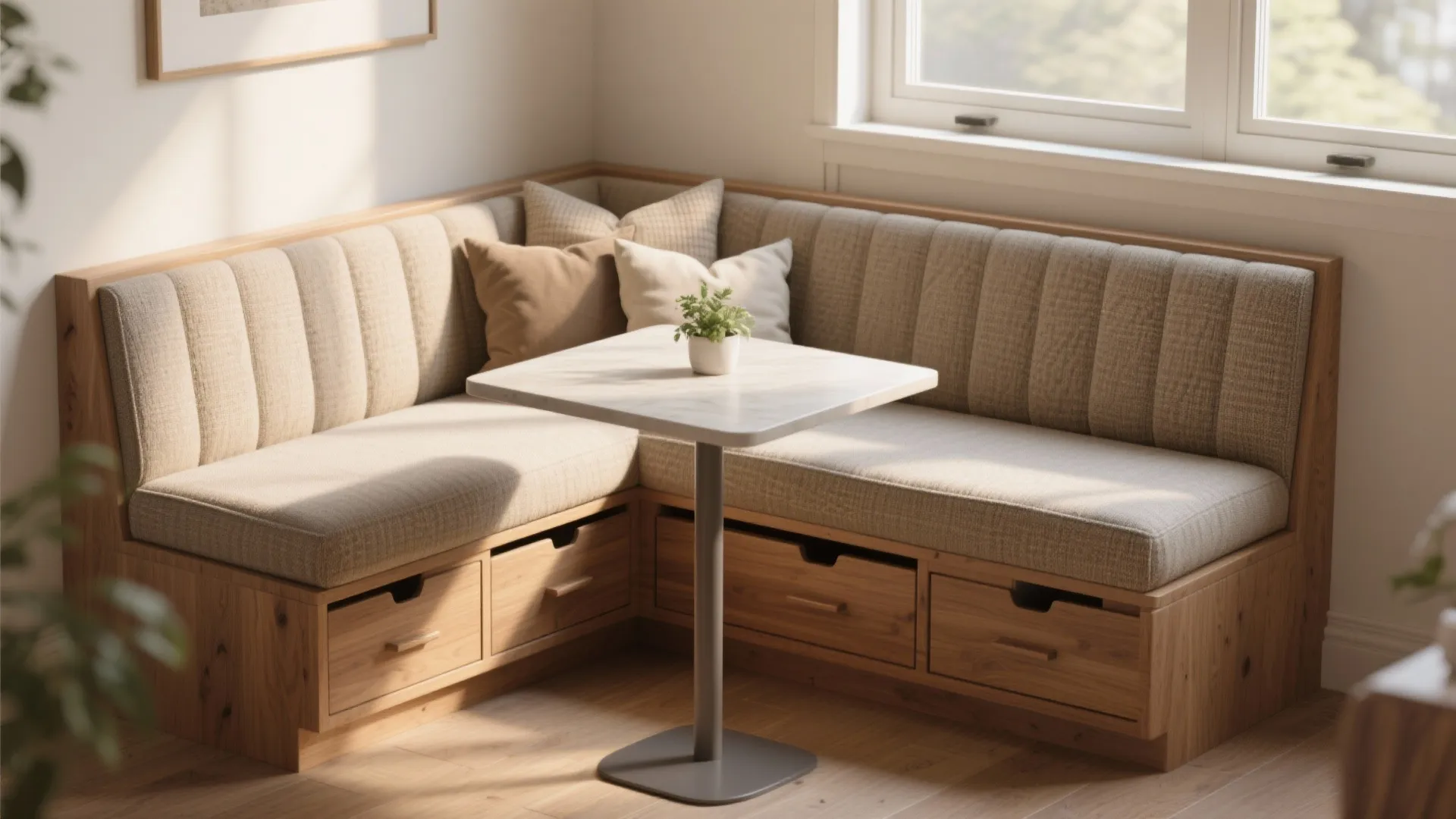 2. Built-in banquette with storage