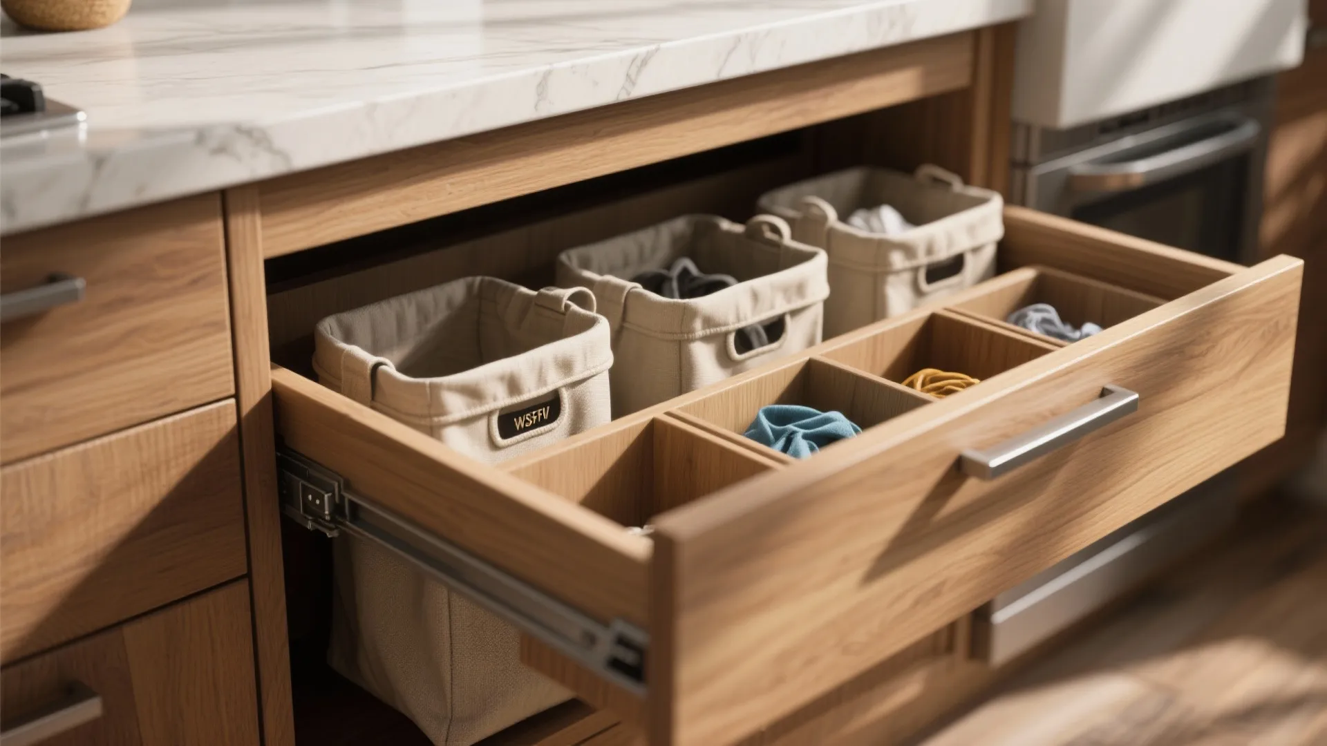 5. Built-in hampers and smart sorting stations