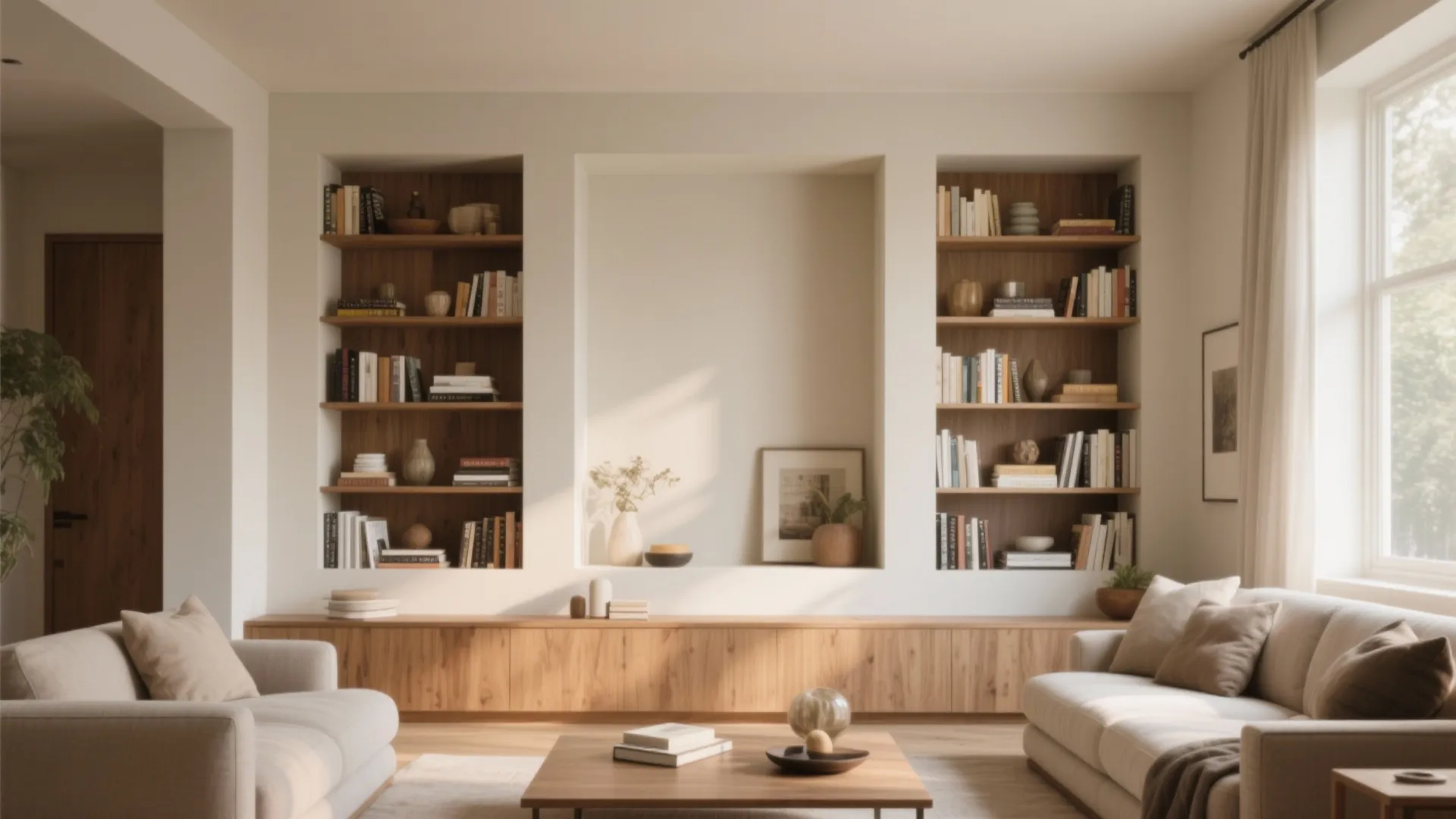 2. Built-In Alcove Shelving