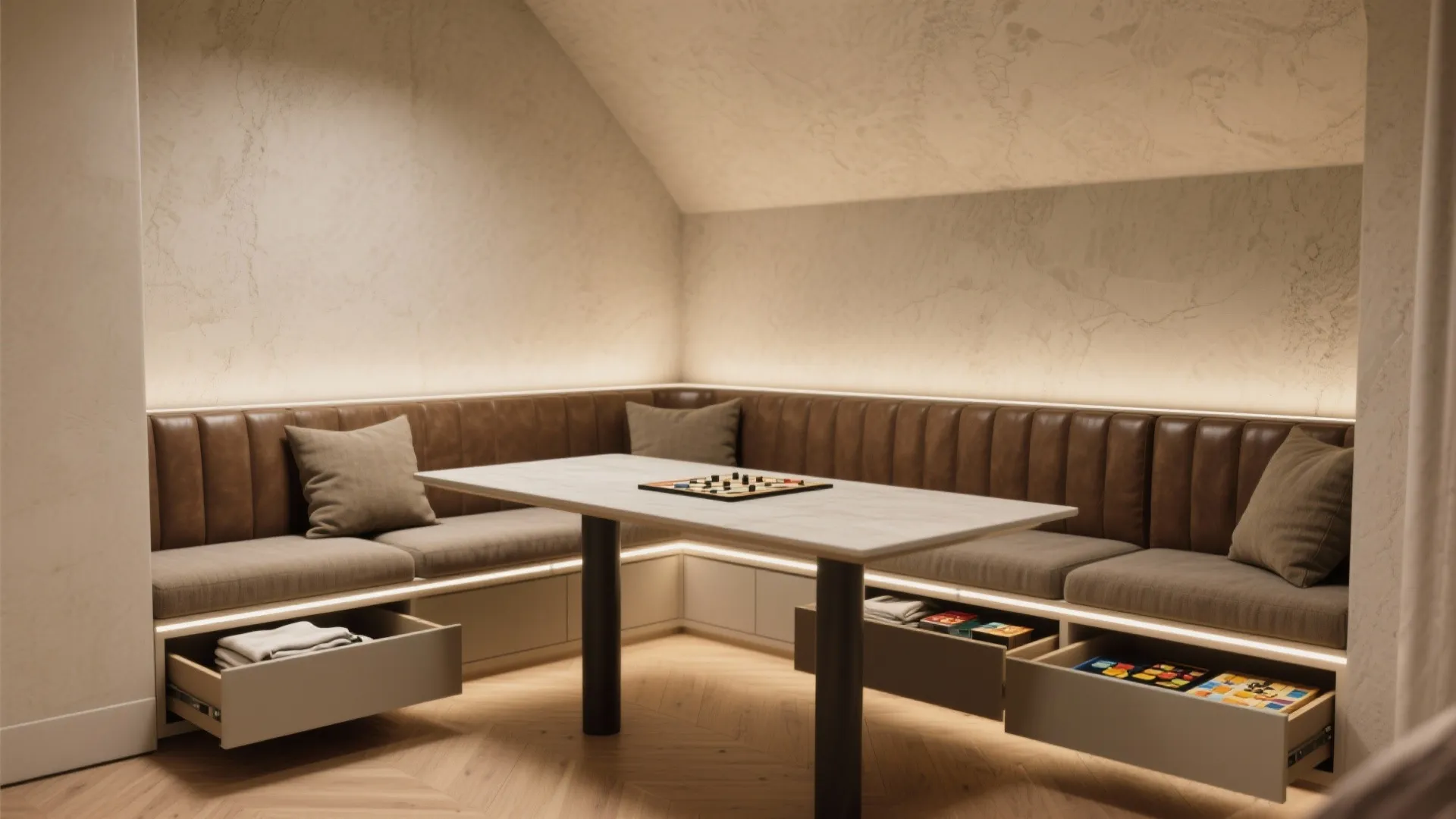 2. Built-in banquette with hidden storage