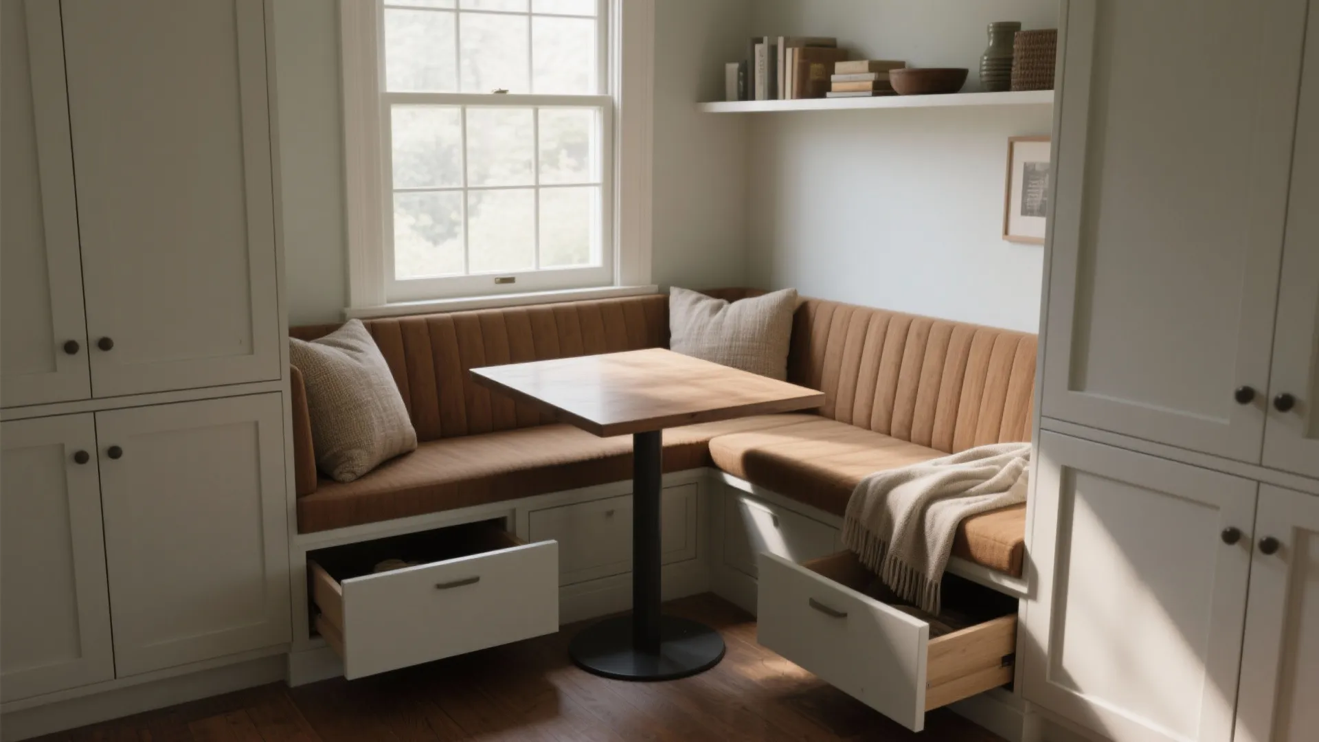 3. Built-in bench with a compact table