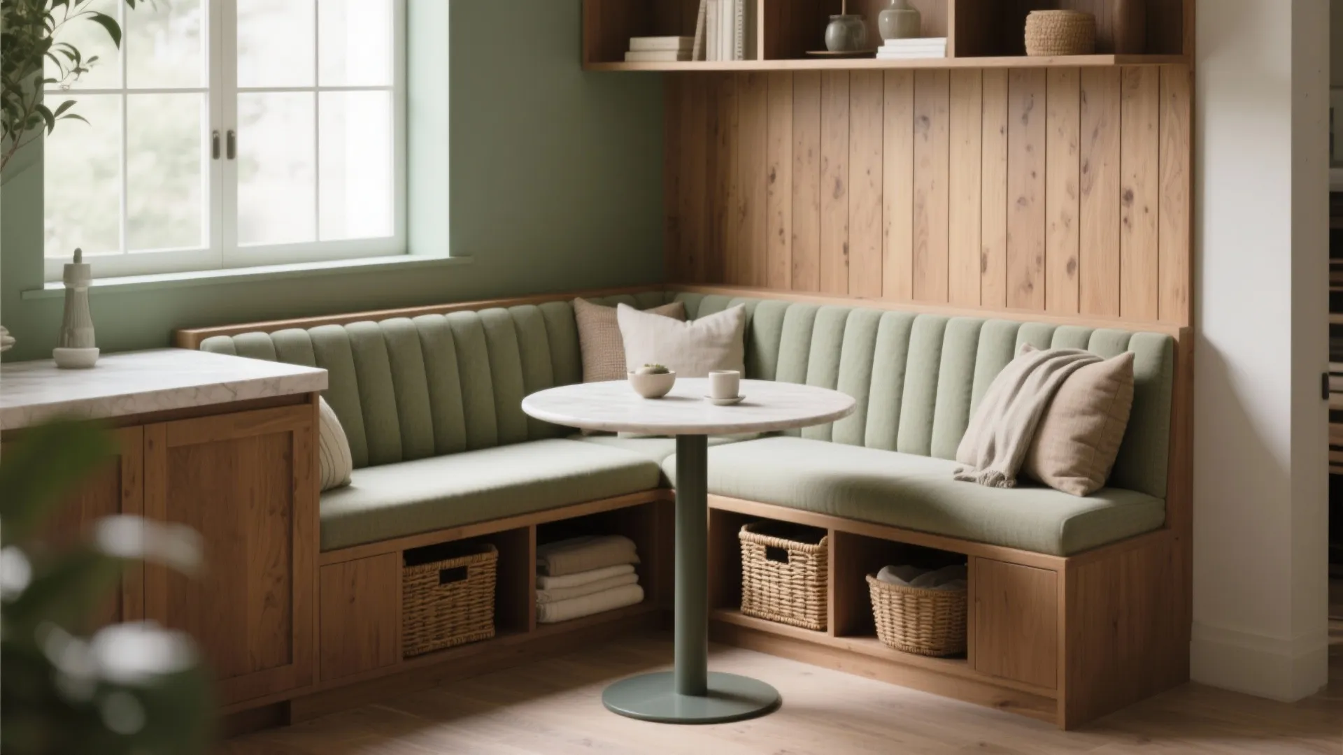 2. Built-in banquette with storage: cozy and efficient