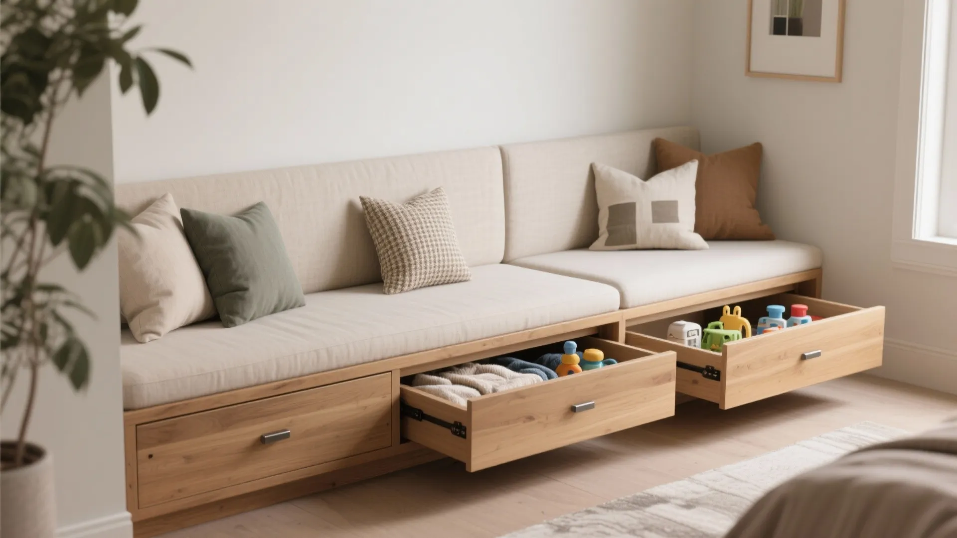 1. Built-in banquette with storage