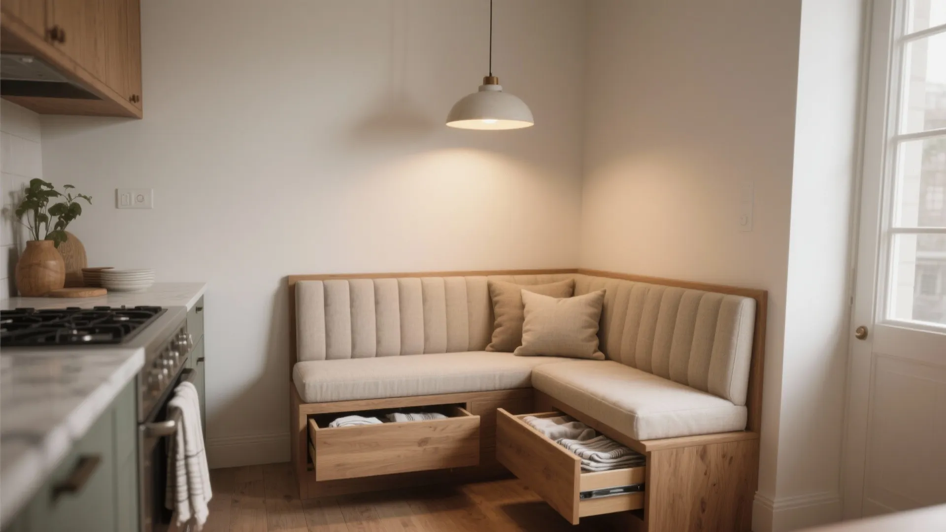 3. Built-In Banquette with Storage