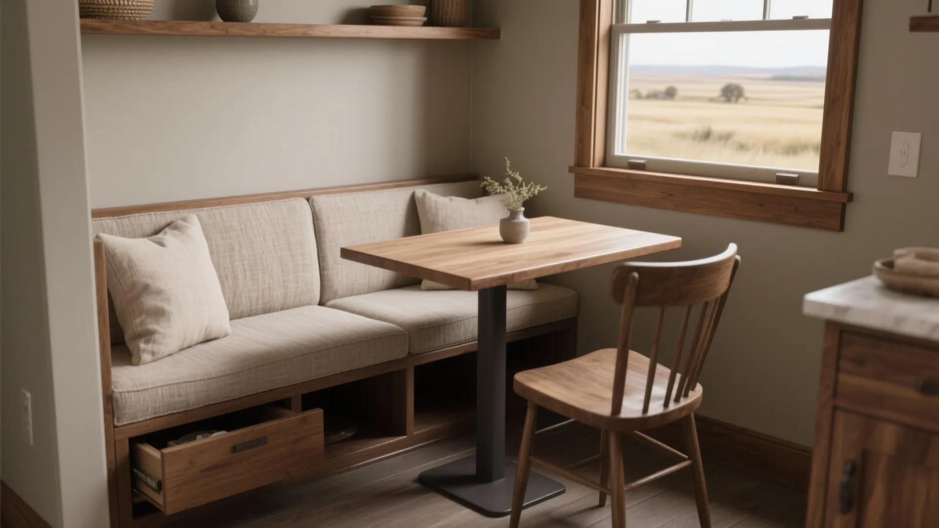 2. Built-in banquette to save footprint