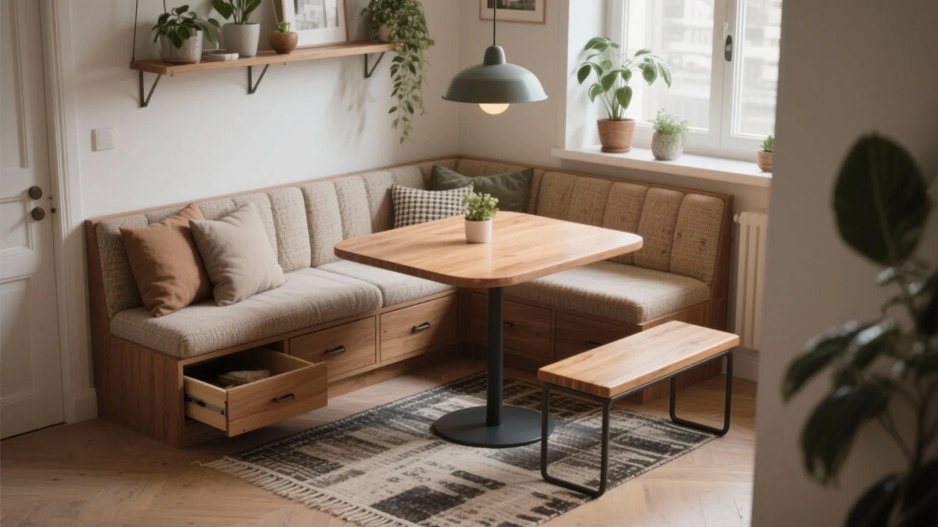2. Built-in banquette with hidden storage
