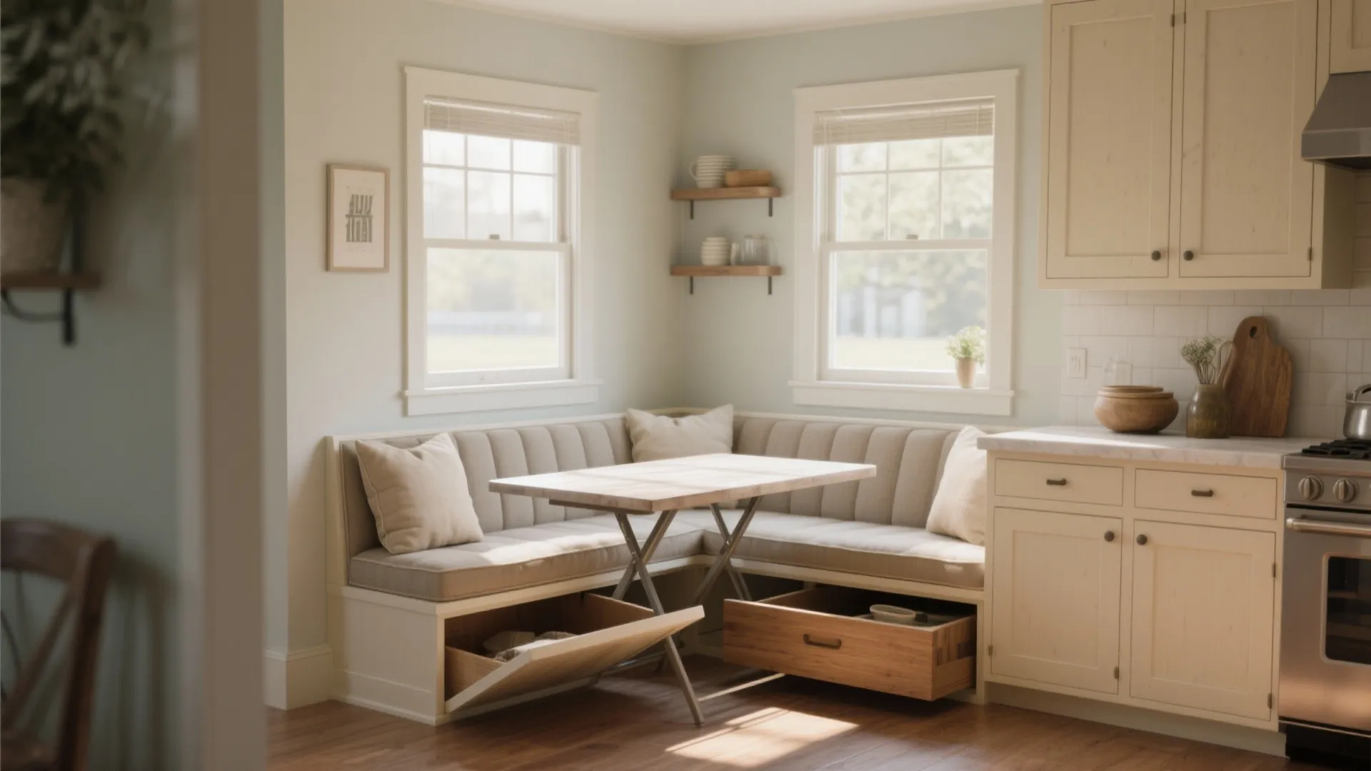 2. Built-in banquette to save floor space