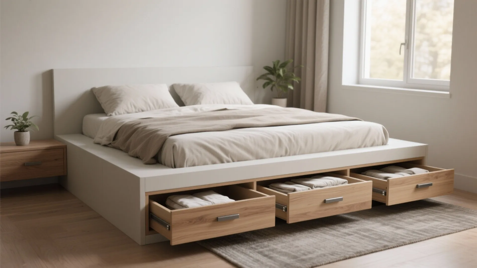 1. Built-in bed with under-bed storage