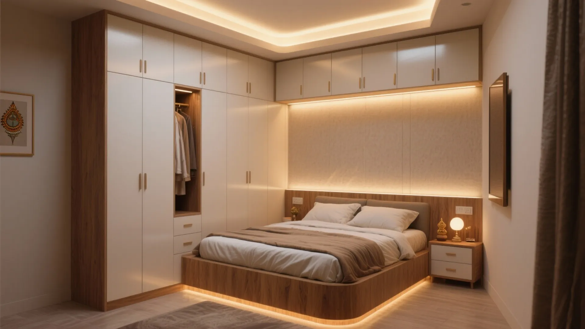 Built-in Almirah Around the Bed