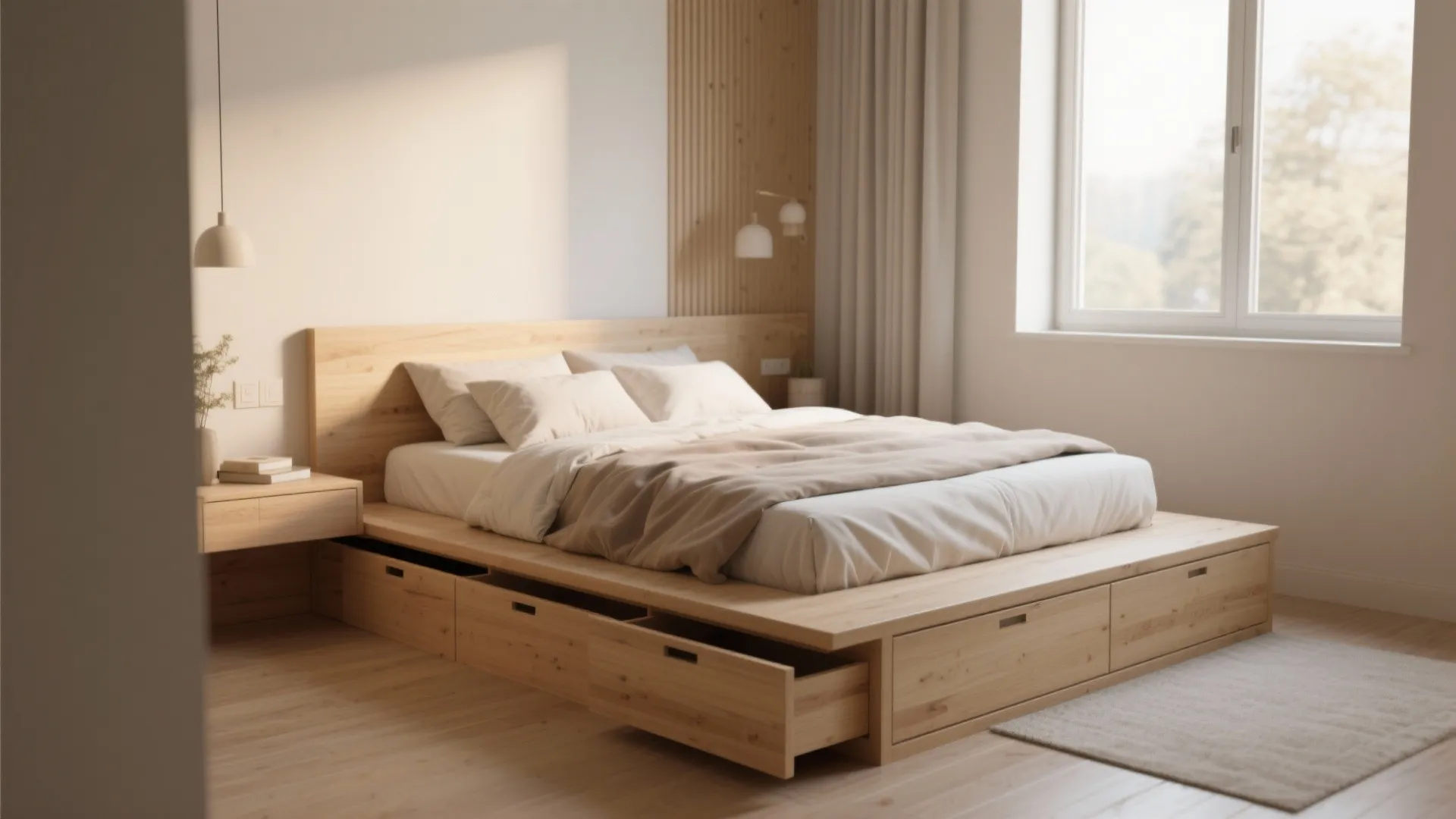 2. Built-in Bed with Drawers