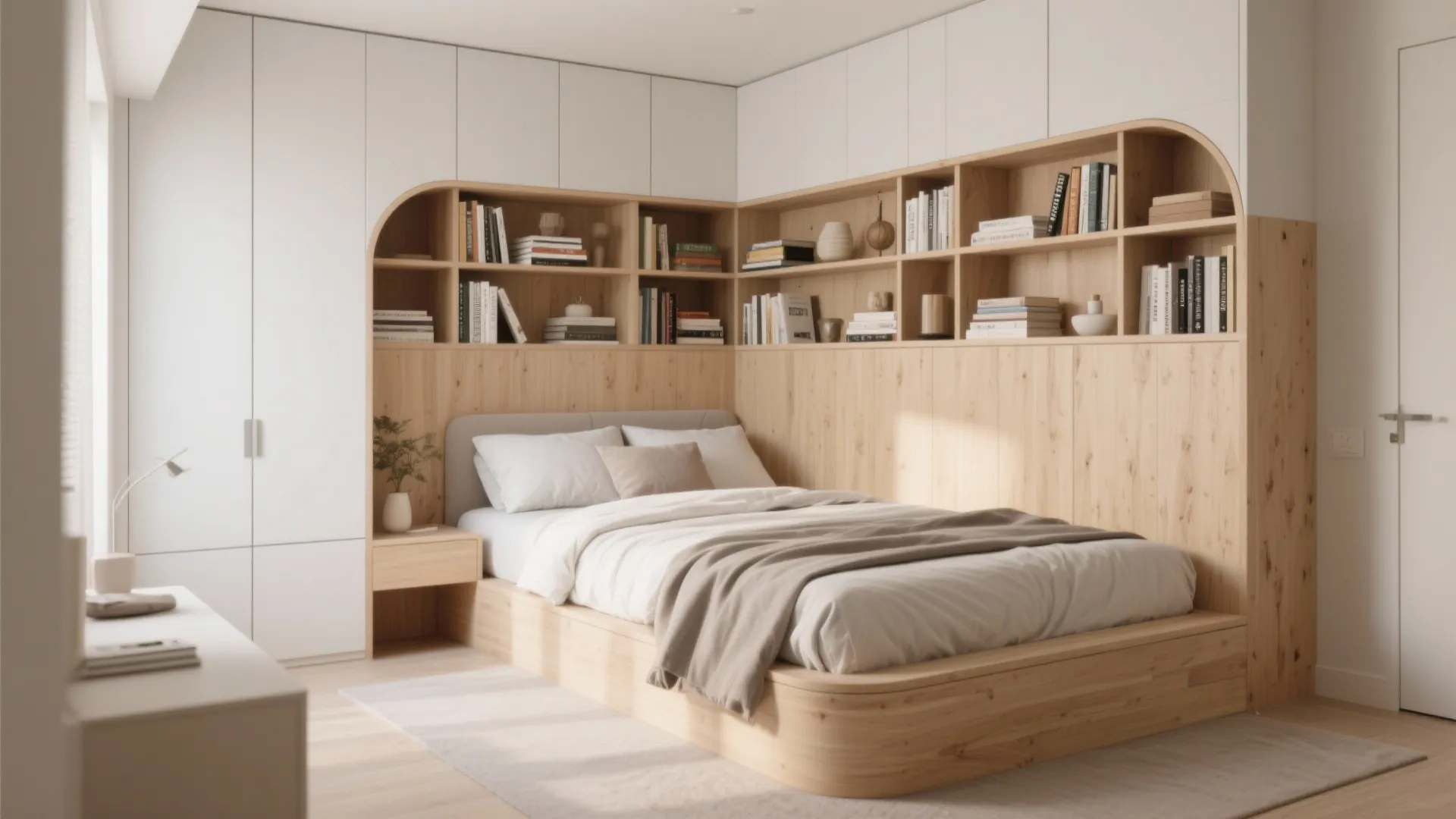 1. Built-In Storage Around the Bed