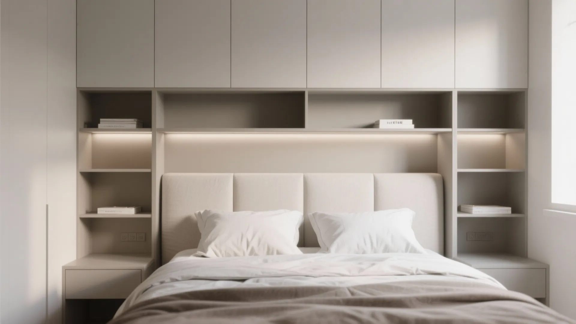 1. Built-in Storage Behind the Bed