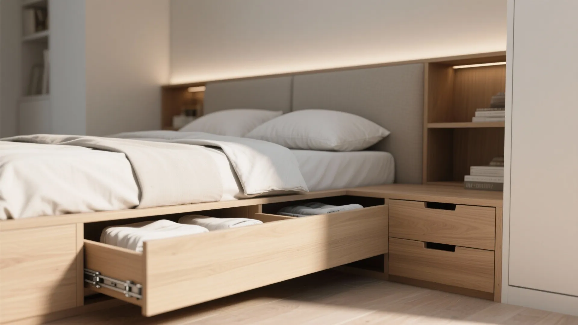 1. Built-in bed with hidden storage