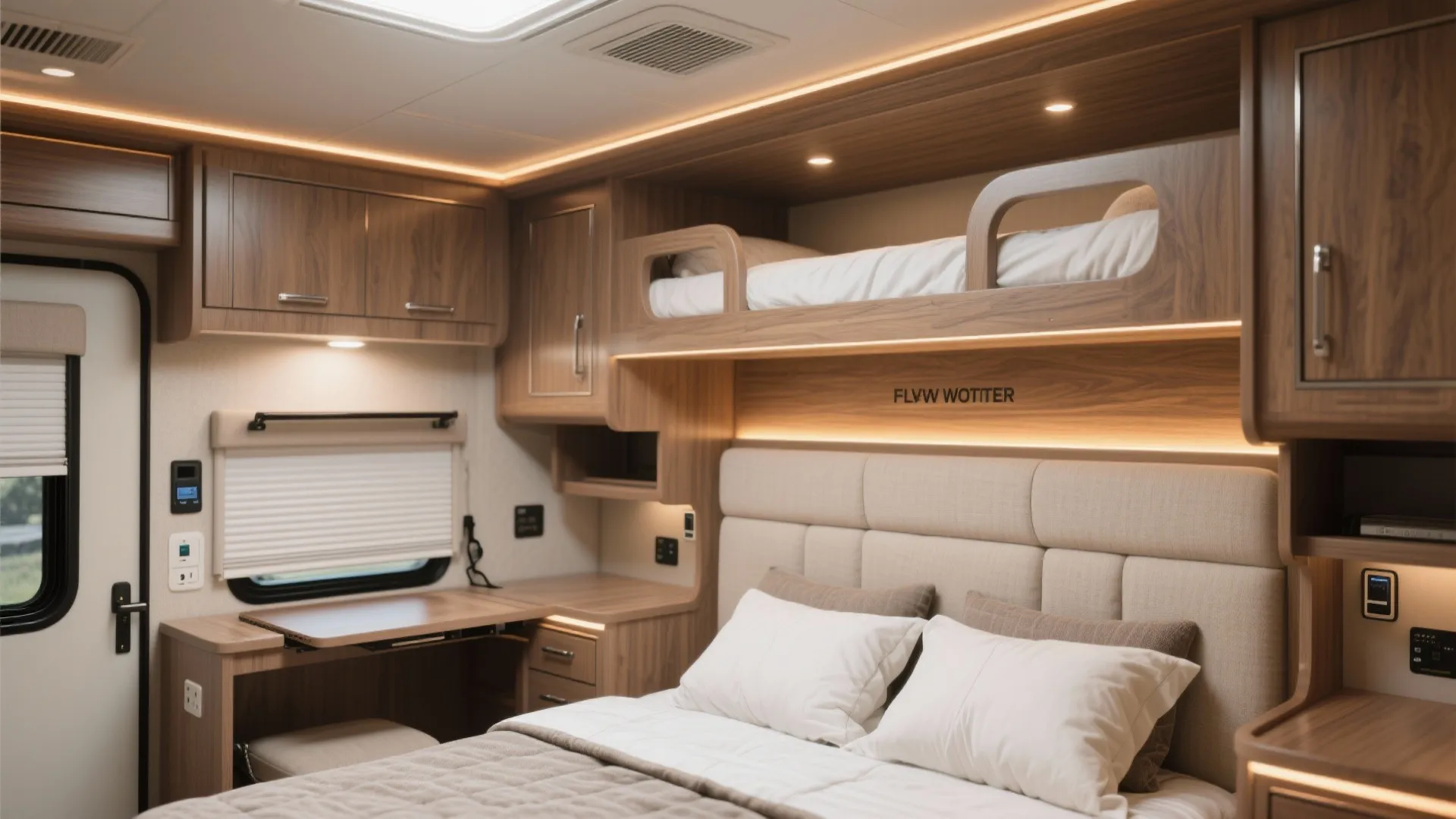 2. Built-in storage around beds