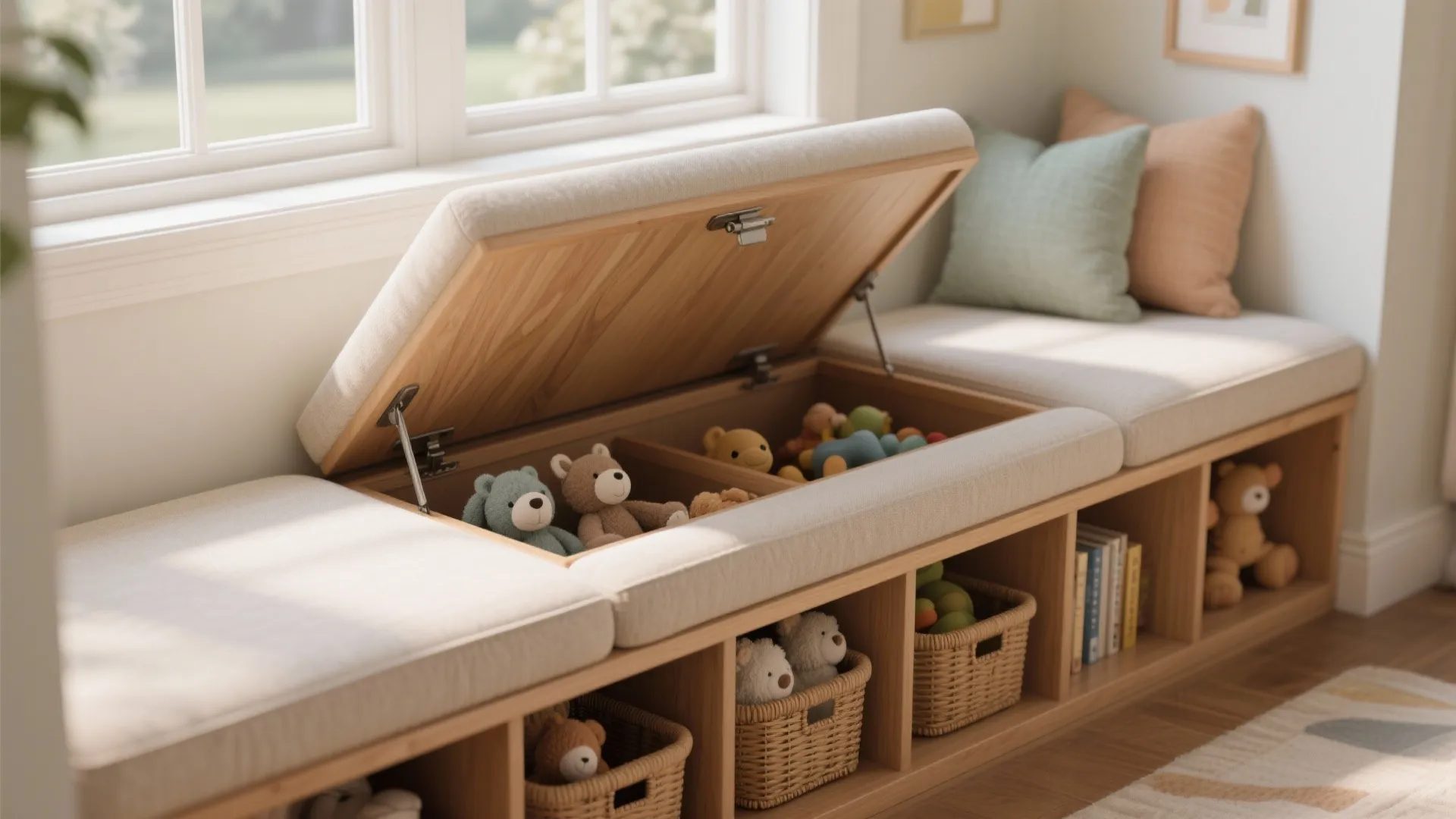 2. Built-In Bench with Toy Storage