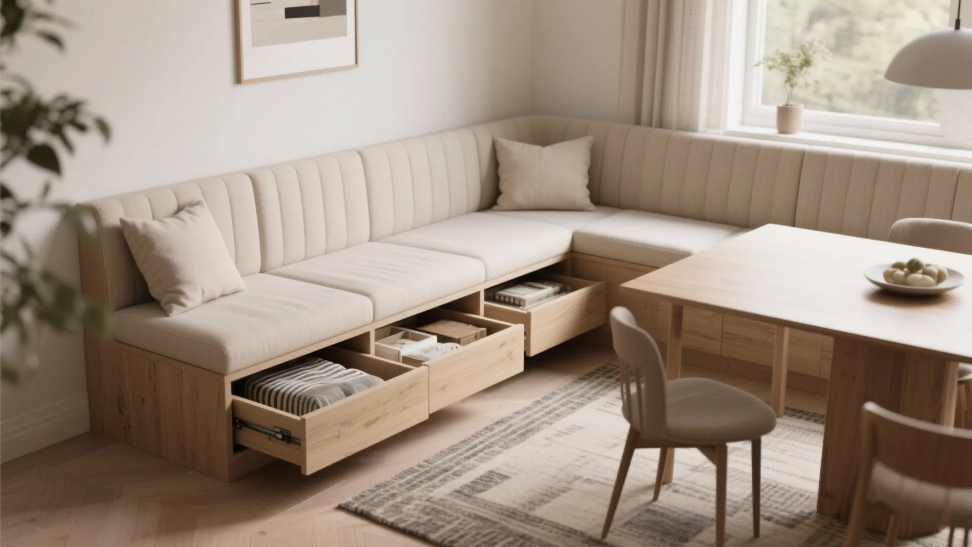 5. Built-in bench with storage
