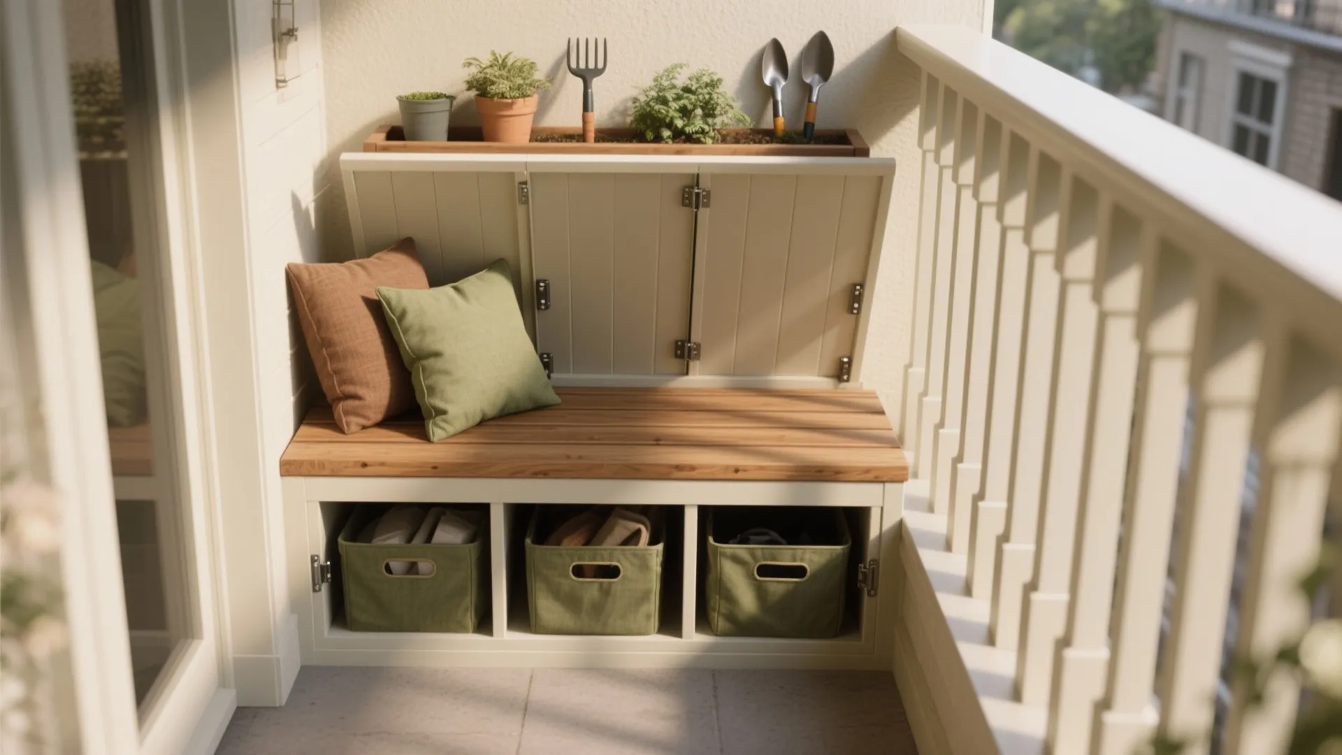 2. Built-in bench seating with hidden storage
