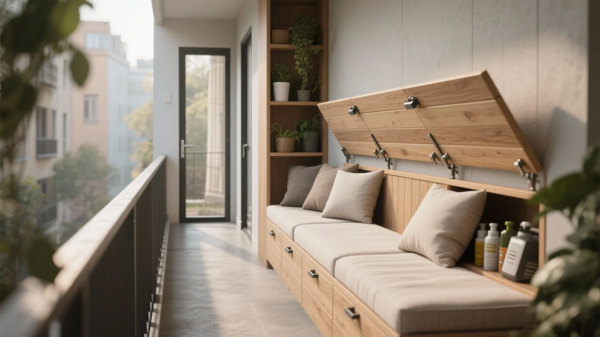 1. Built-in bench with hidden storage