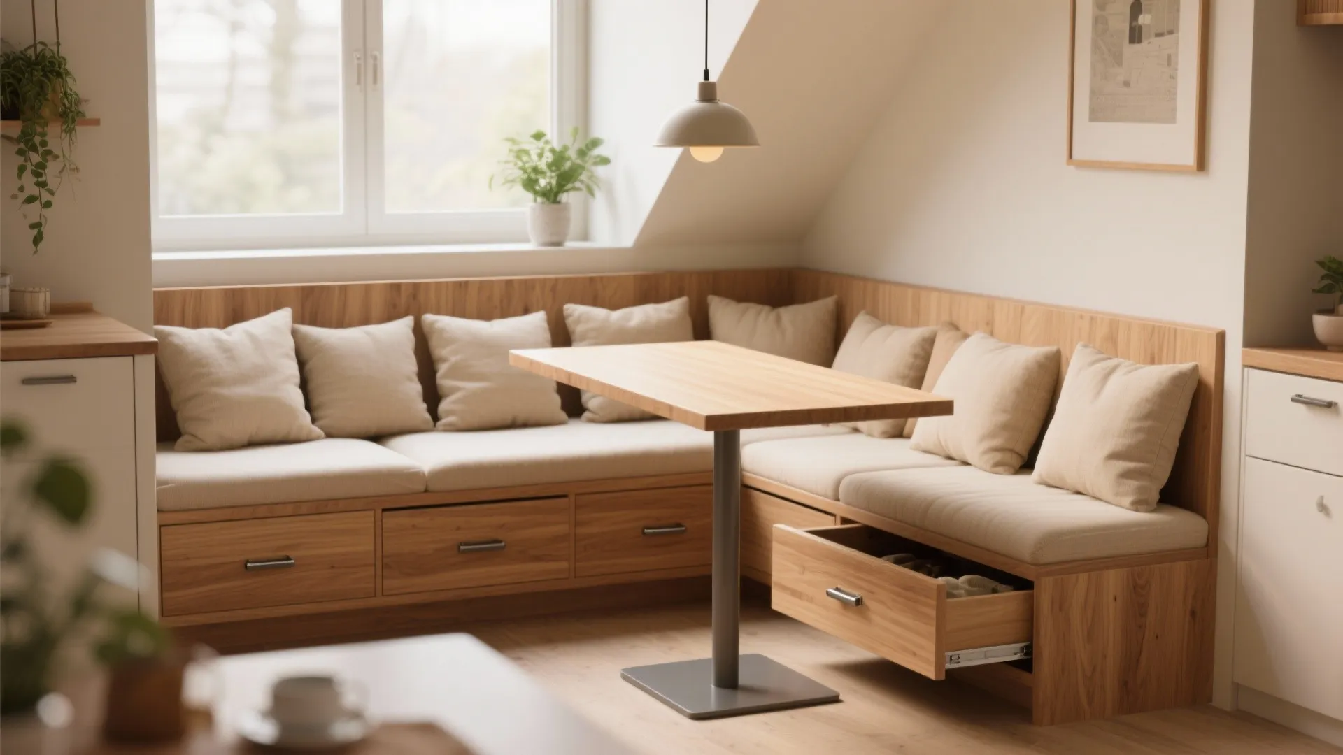 2. Built-in bench with storage