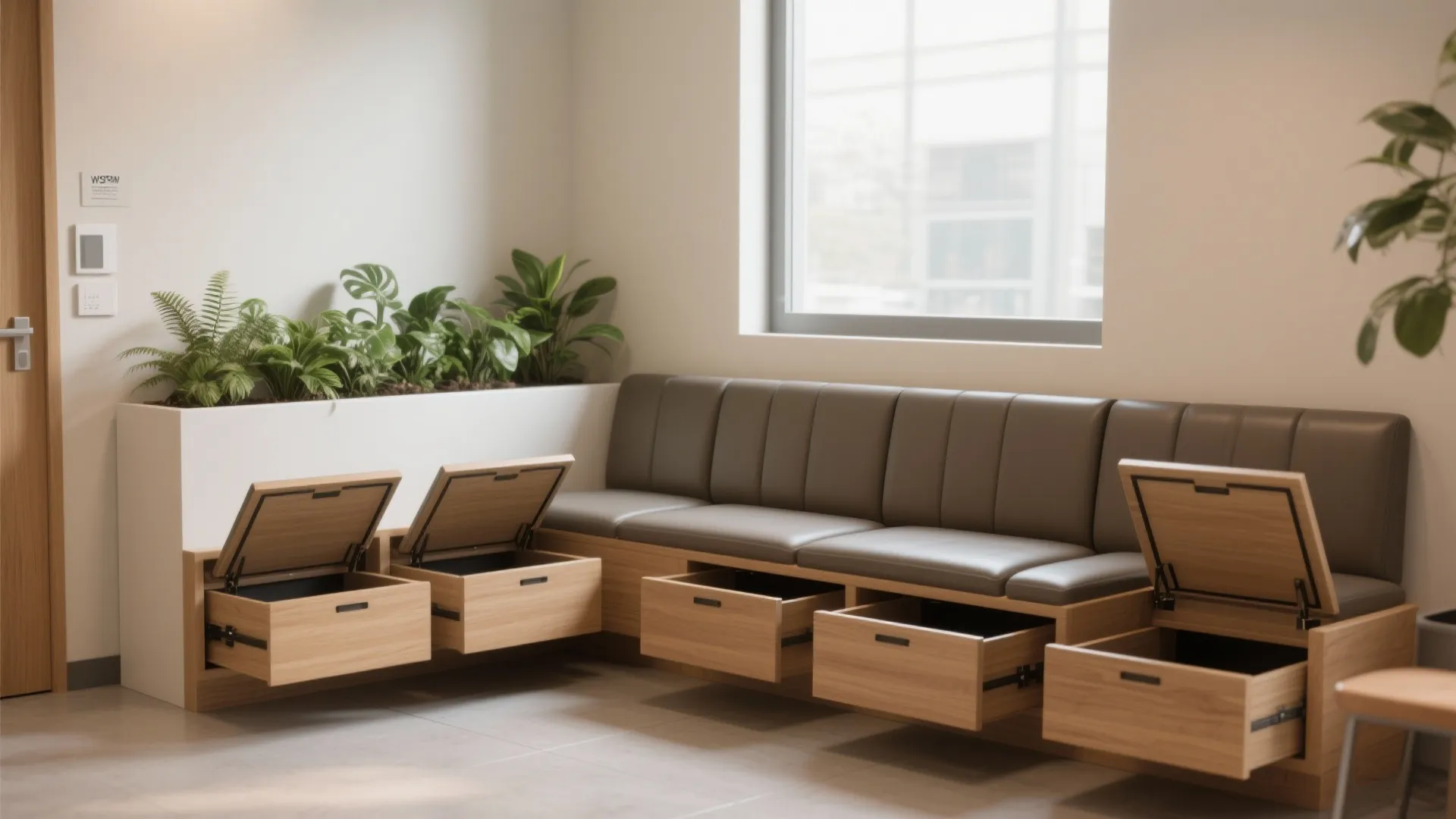 Built-in Bench with Storage and Planter