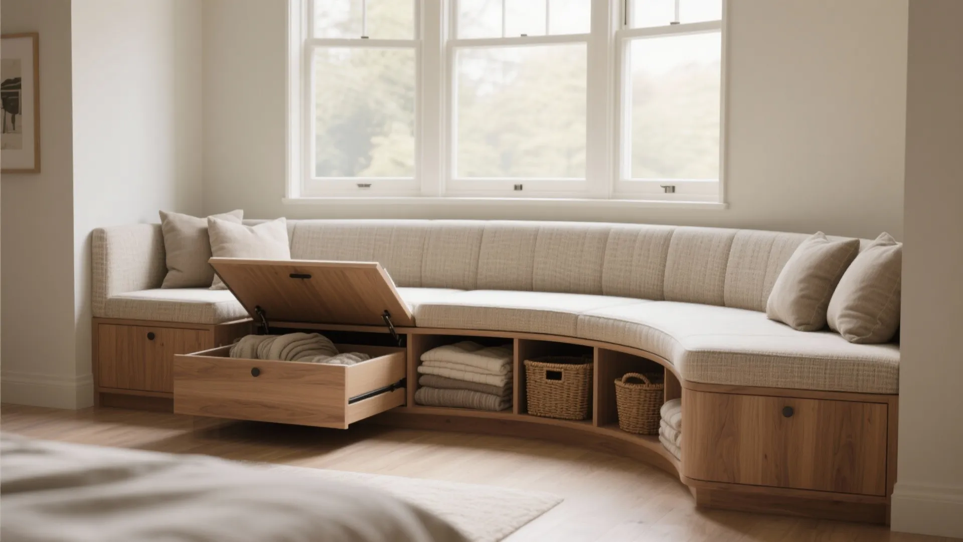 1. Built-in bench with multi-use storage