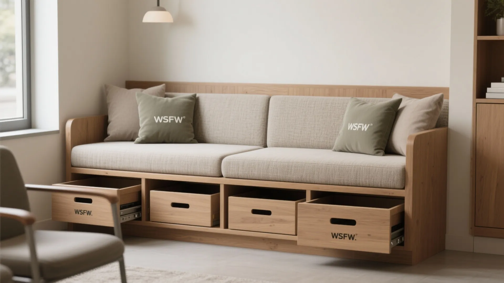1. Built-in bench seating with hidden storage