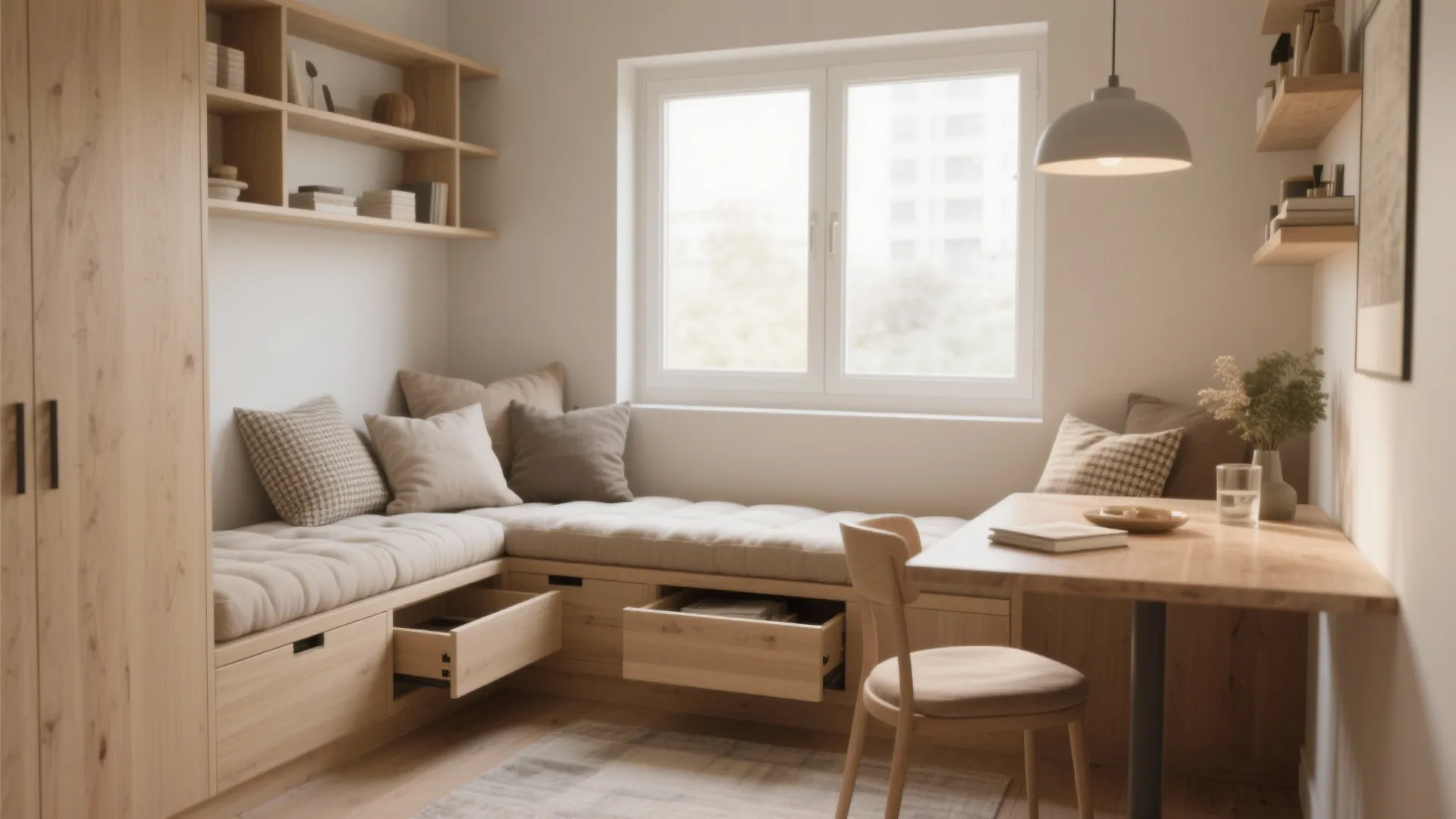 4. The Built-in Bench with Cushions