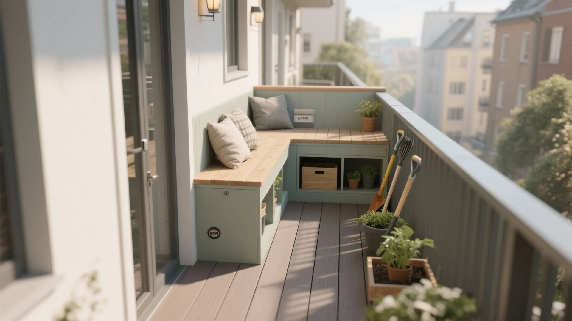 2. Built-in bench seating with hidden storage