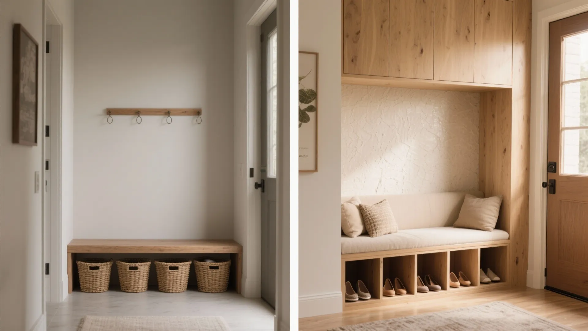 Built-in bench with shoe cubby