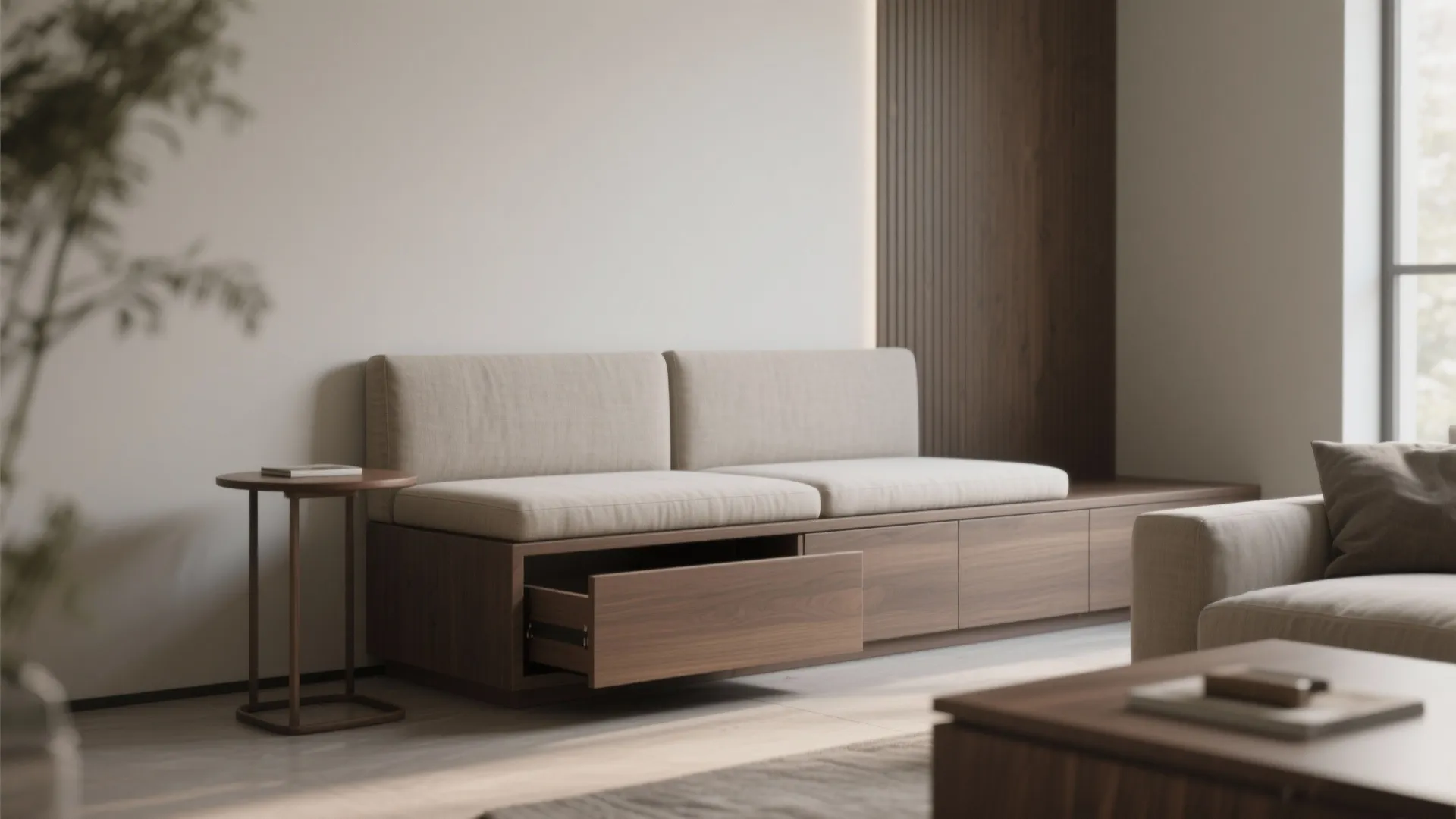 4. Built-in bench with integrated side table